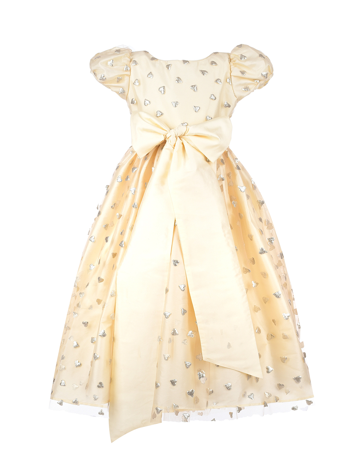 Шелковое платье кремового цвета с декором "сердца", размер 86