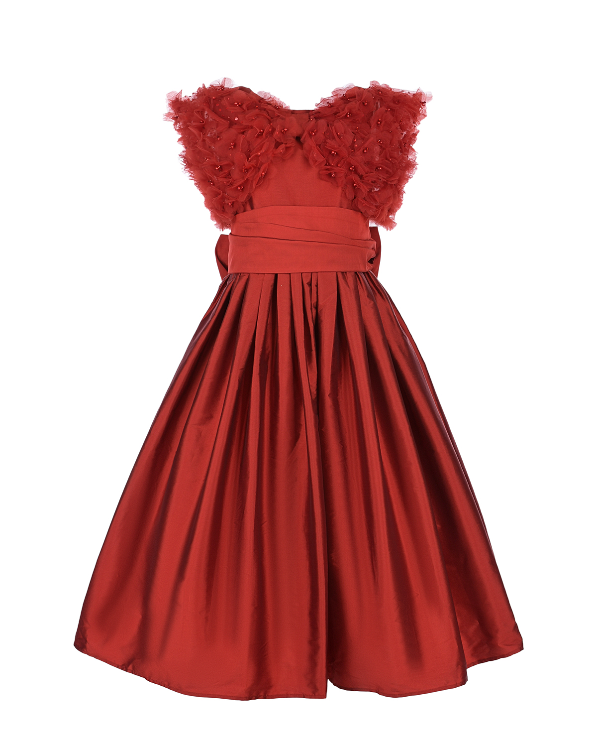 Красное платье с пышным бантом, размер 116, цвет красный - фото 1