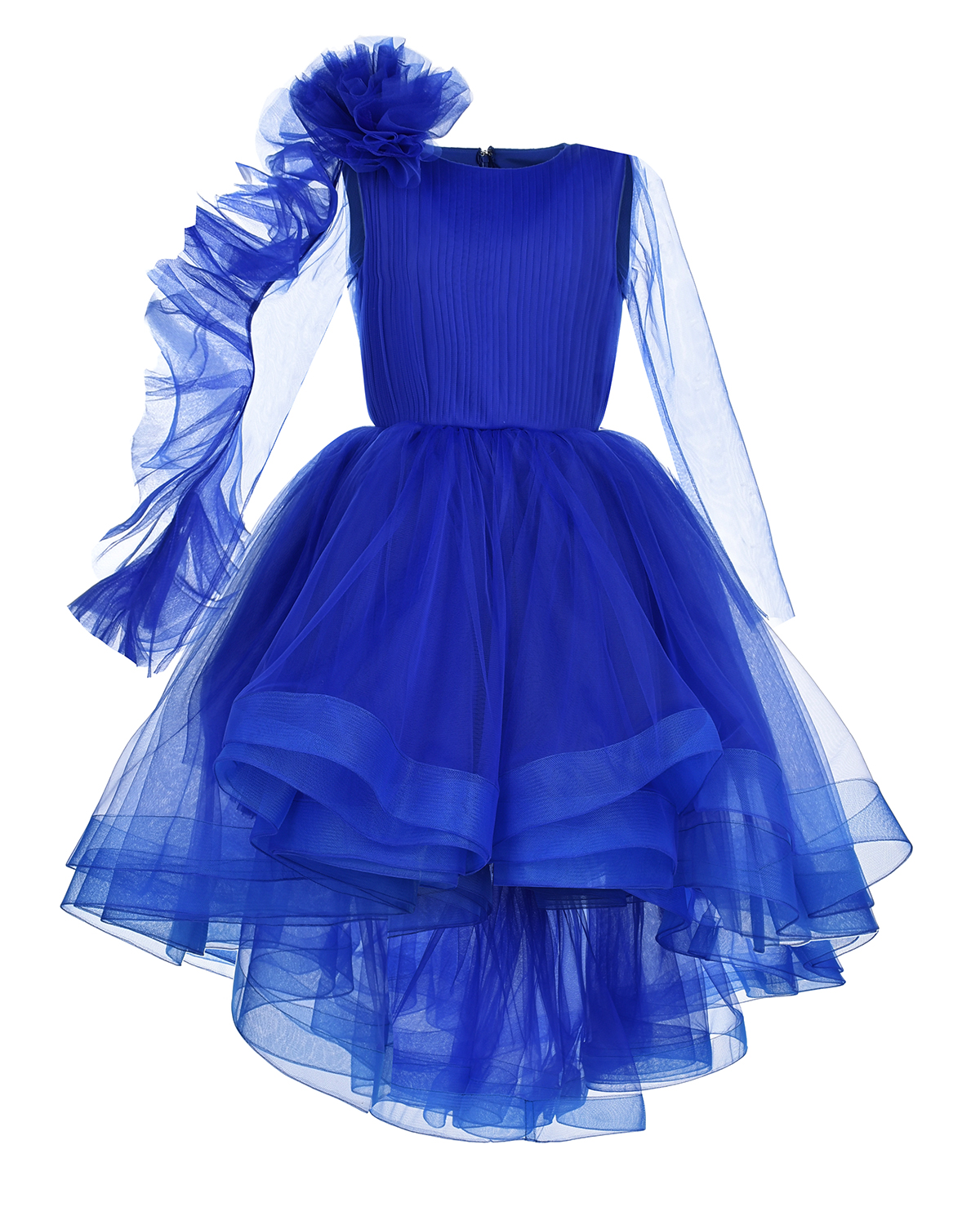 Синее платье рюшей на рукаве Sasha Kim, размер 116, цвет синий