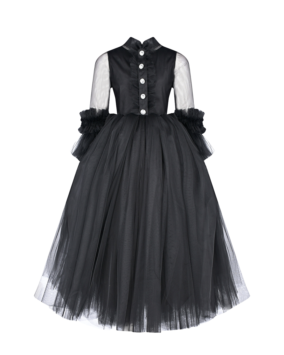Черное платье с пуговицами из страз Sasha Kim, размер 128, цвет черный