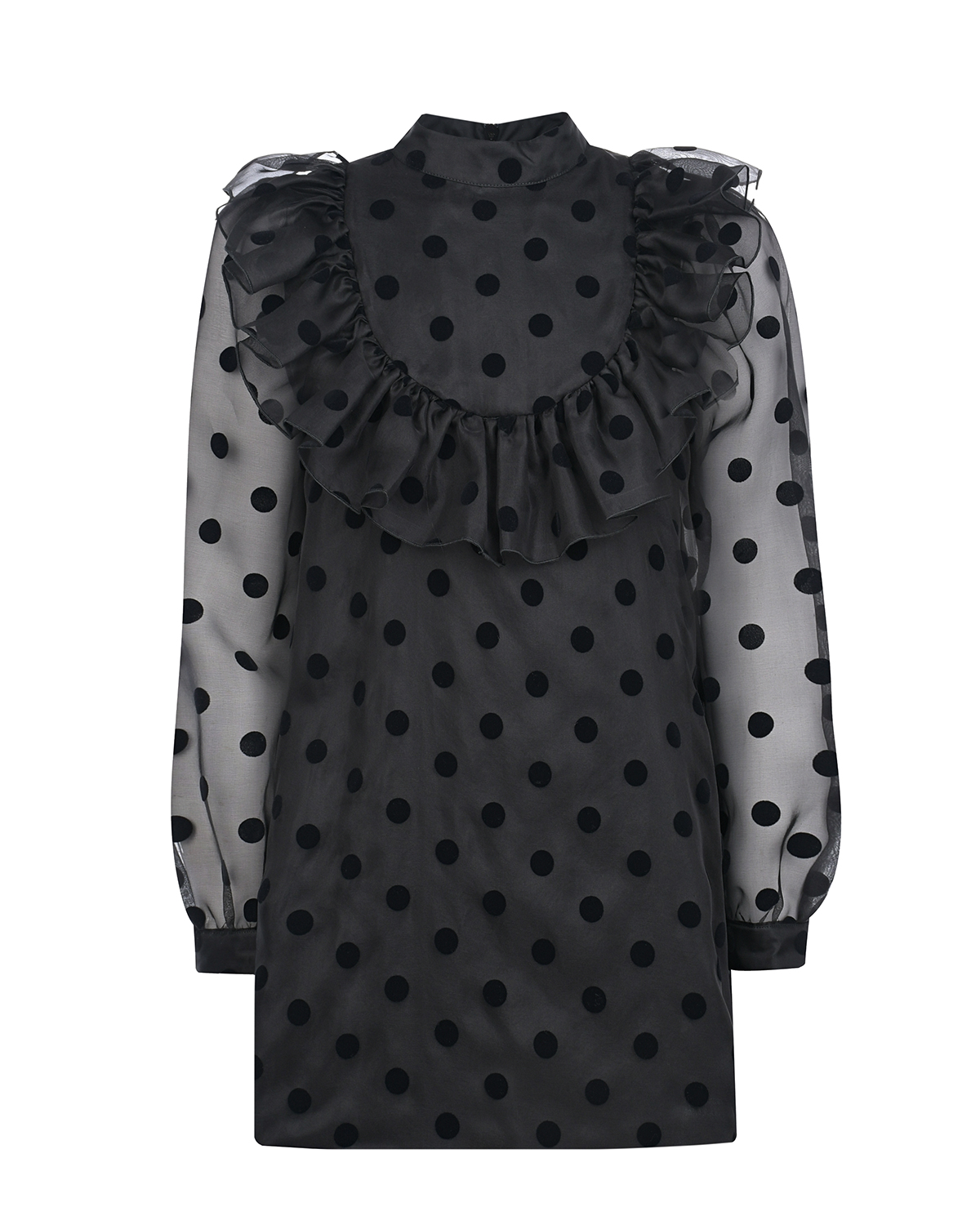 Черное шелковое платье в горошек Stella McCartney детское, размер 128, цвет черный - фото 1
