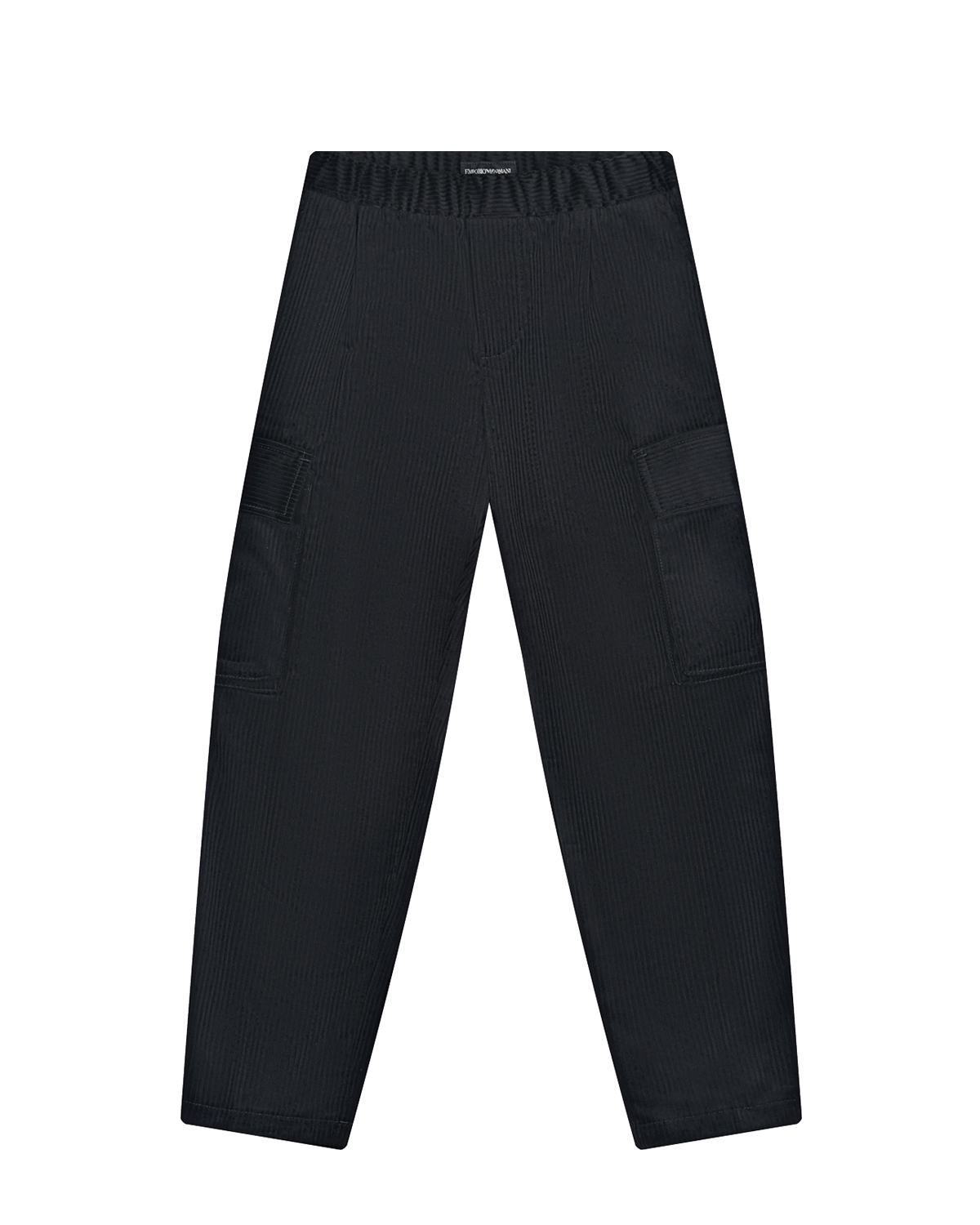 Черные вельветовые брюки с накладными карманами Emporio Armani детские