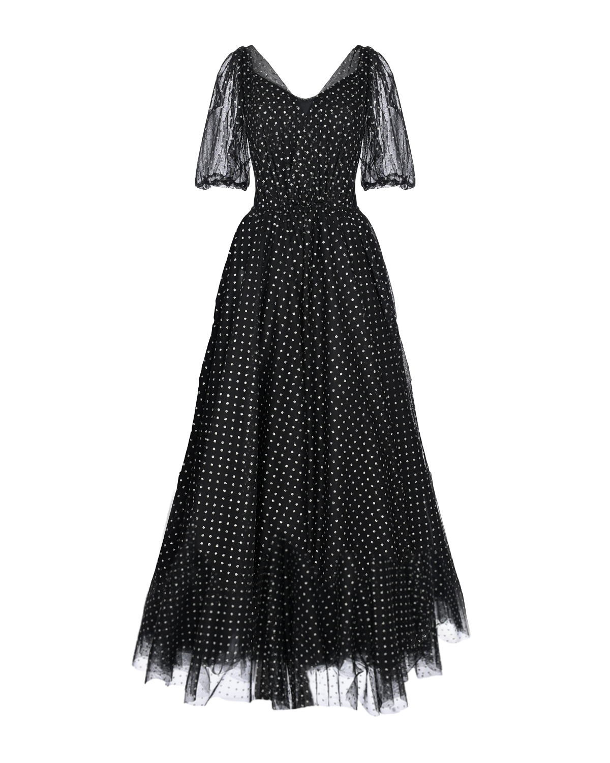 Черное пышное платье в мелкий горошек Masterpeace, размер 40, цвет черный - фото 1