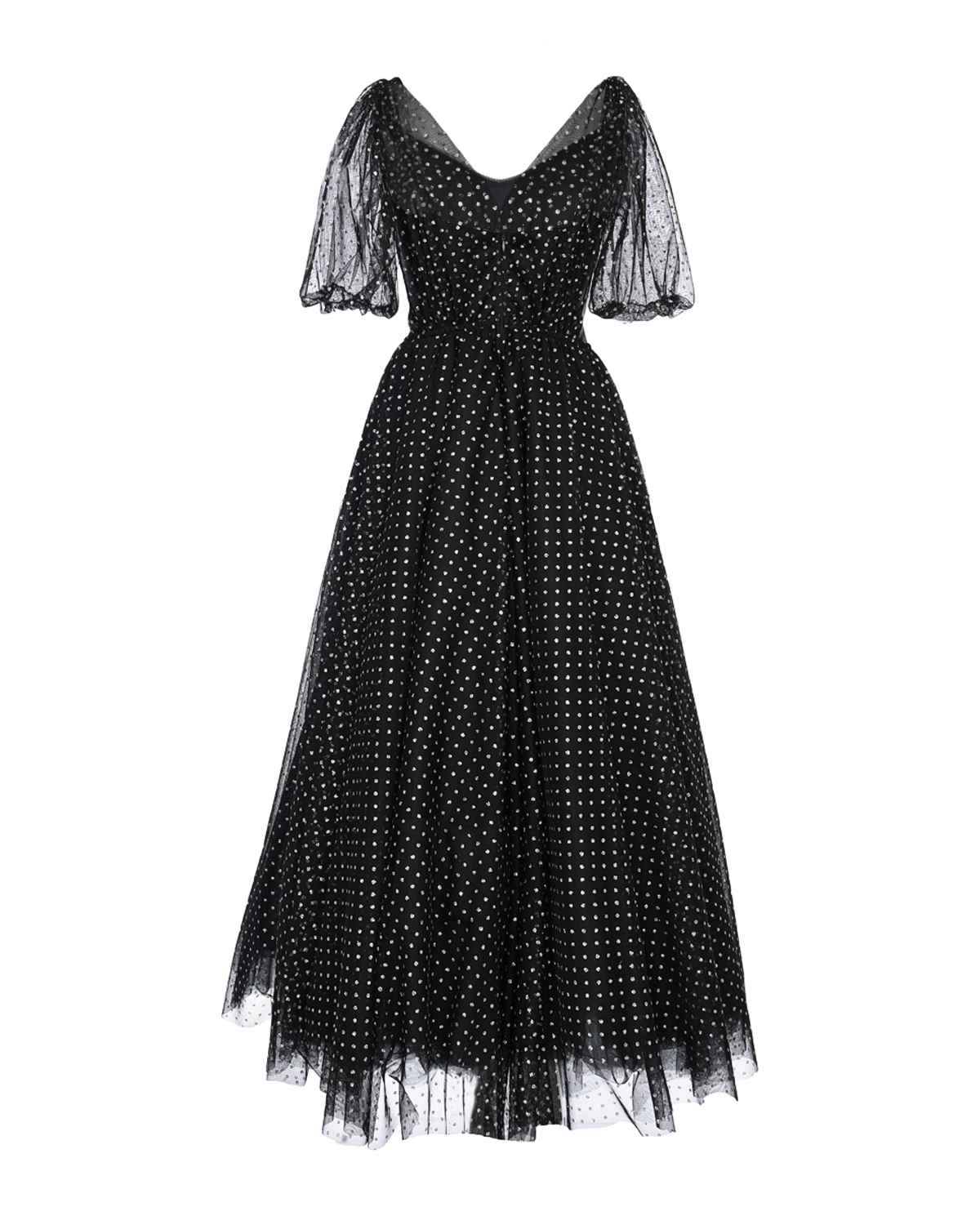 Черное пышное платье в мелкий горошек Masterpeace, размер 40, цвет черный - фото 2
