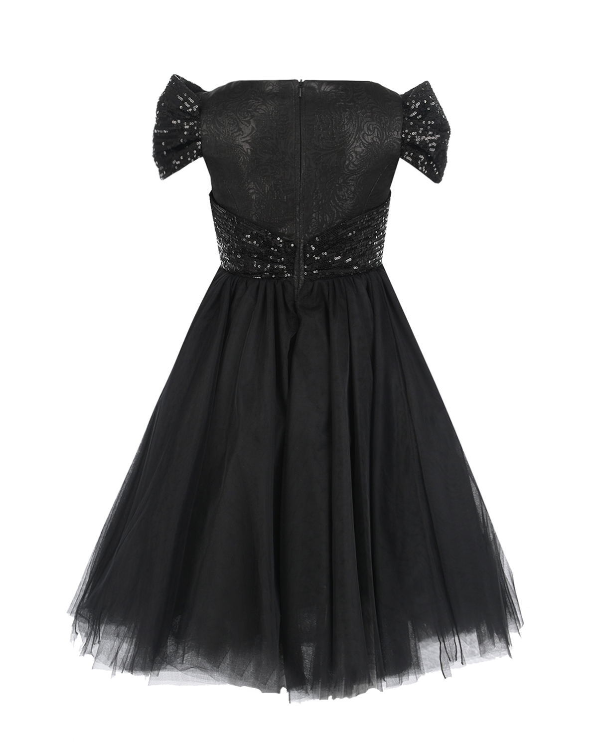 Черное платье с бантом из пайеток Monnalisa детское, размер 116, цвет черный - фото 2