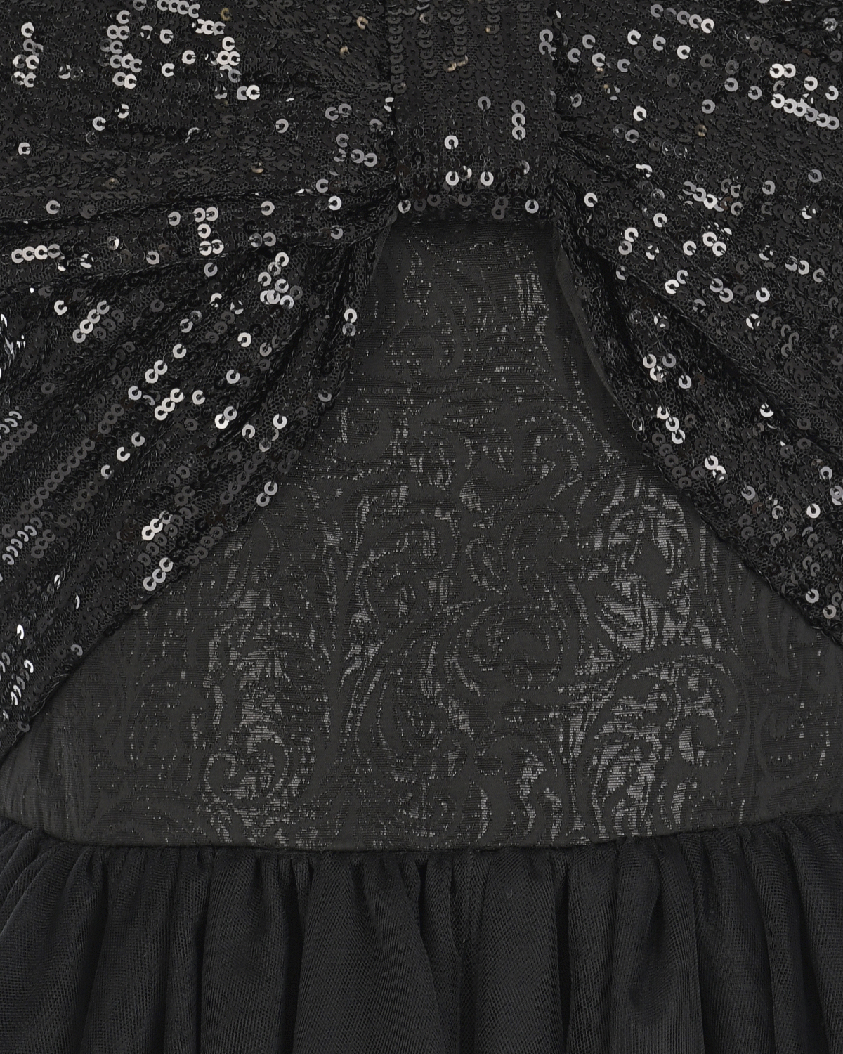 Черное платье с бантом из пайеток Monnalisa детское, размер 116, цвет черный - фото 3