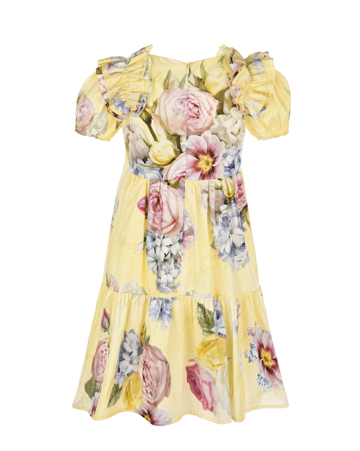 Желтое платье с цветочным принтом Monnalisa детское - фото 2