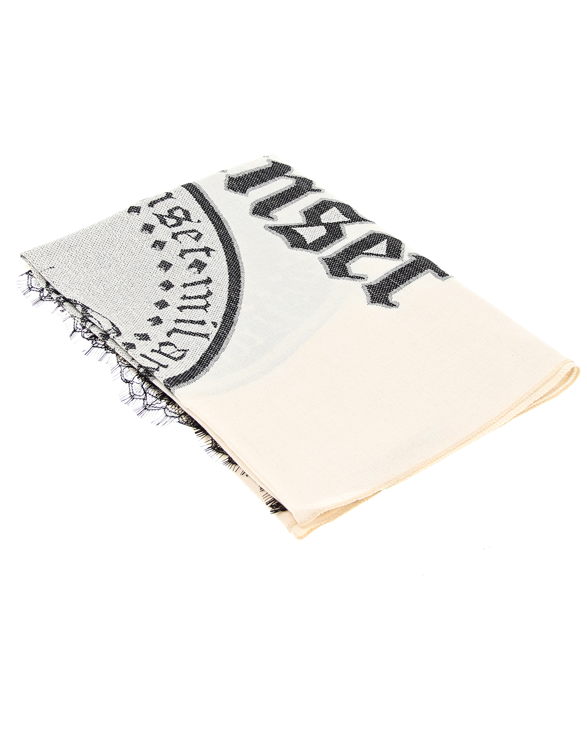 Белый шарф с кружевной отделкой TWINSET, размер unica, цвет нет цвета