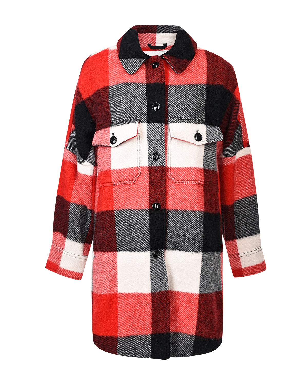 Укороченное пальто в клетку Woolrich, размер 38, цвет красный - фото 1