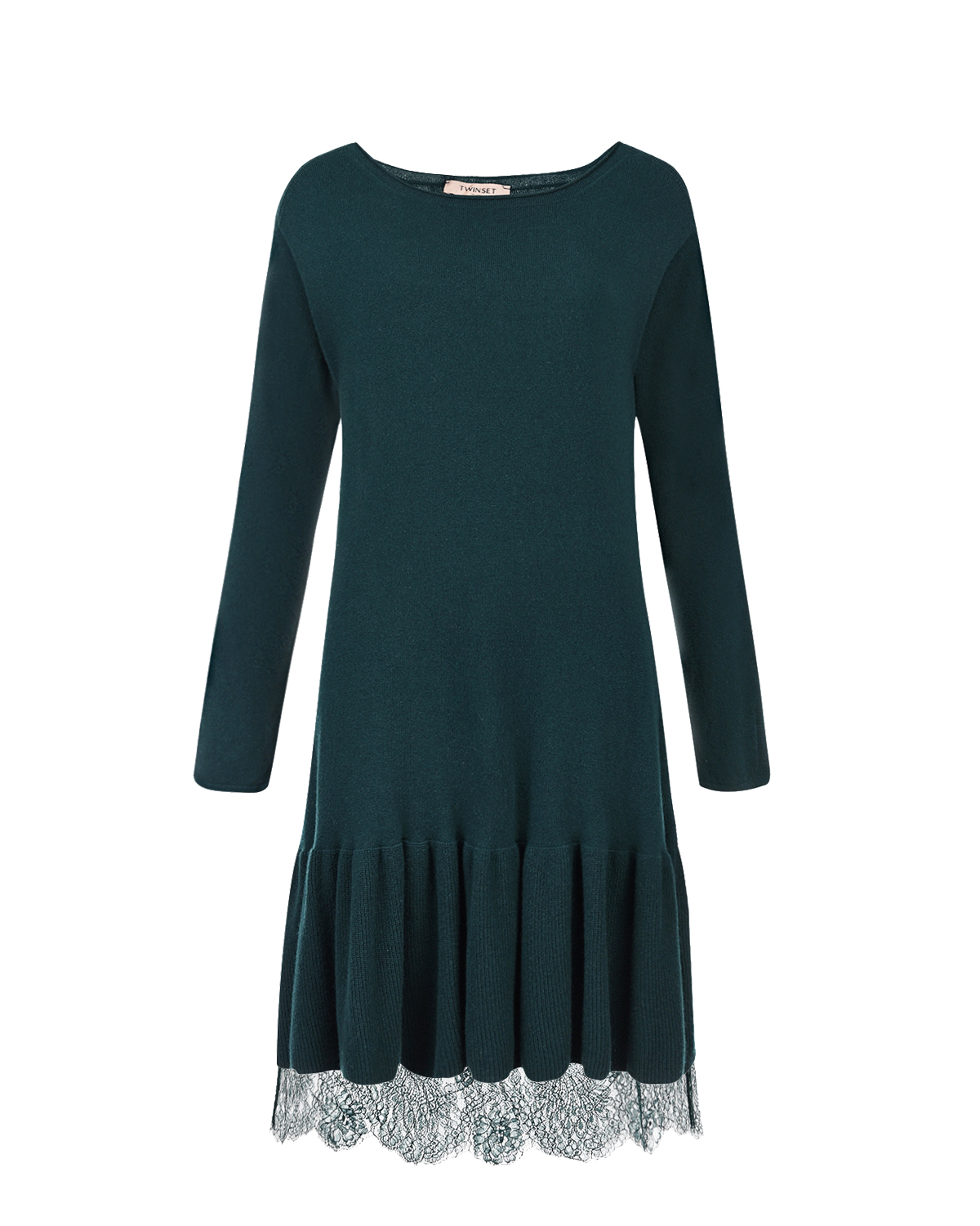 Зеленое трикотажное платье с воланом TWINSET - фото 1