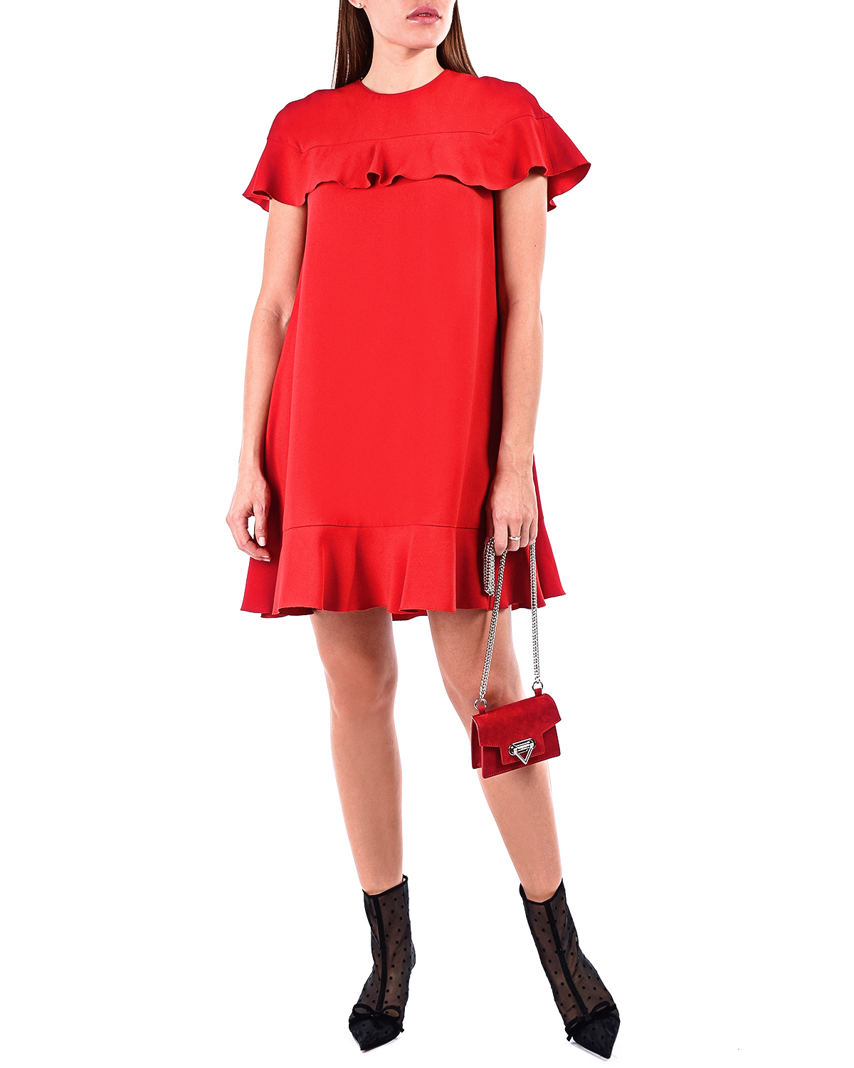 Красное платье с оборкой Red Valentino - фото 3