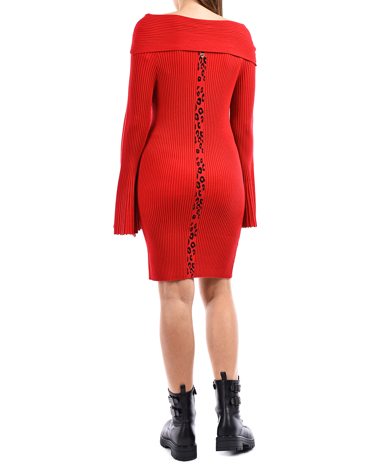 Красное трикотажное платье с рукавами клёш TWINSET - фото 3