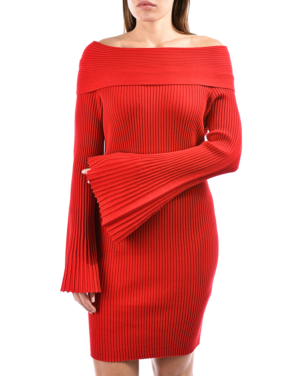 Красное трикотажное платье с рукавами клёш TWINSET - фото 8