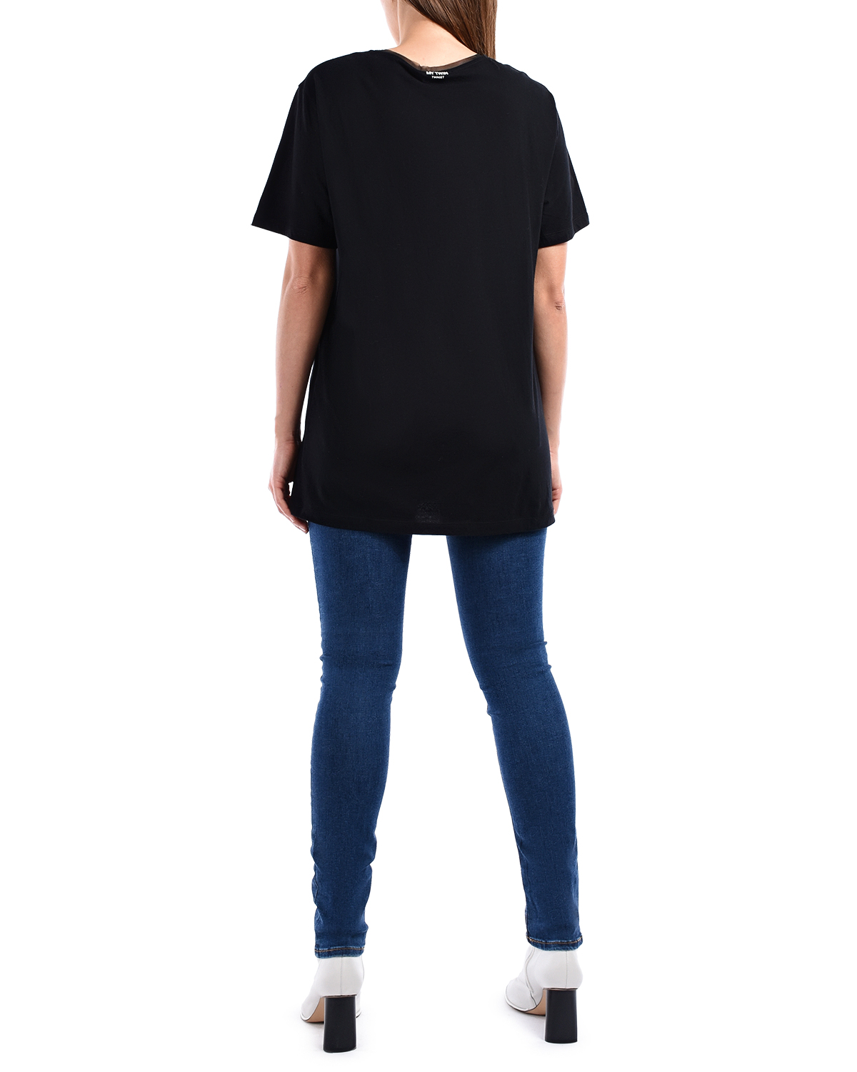 Черная футболка с принтом "гитара" TWINSET, размер 42, цвет черный - фото 4
