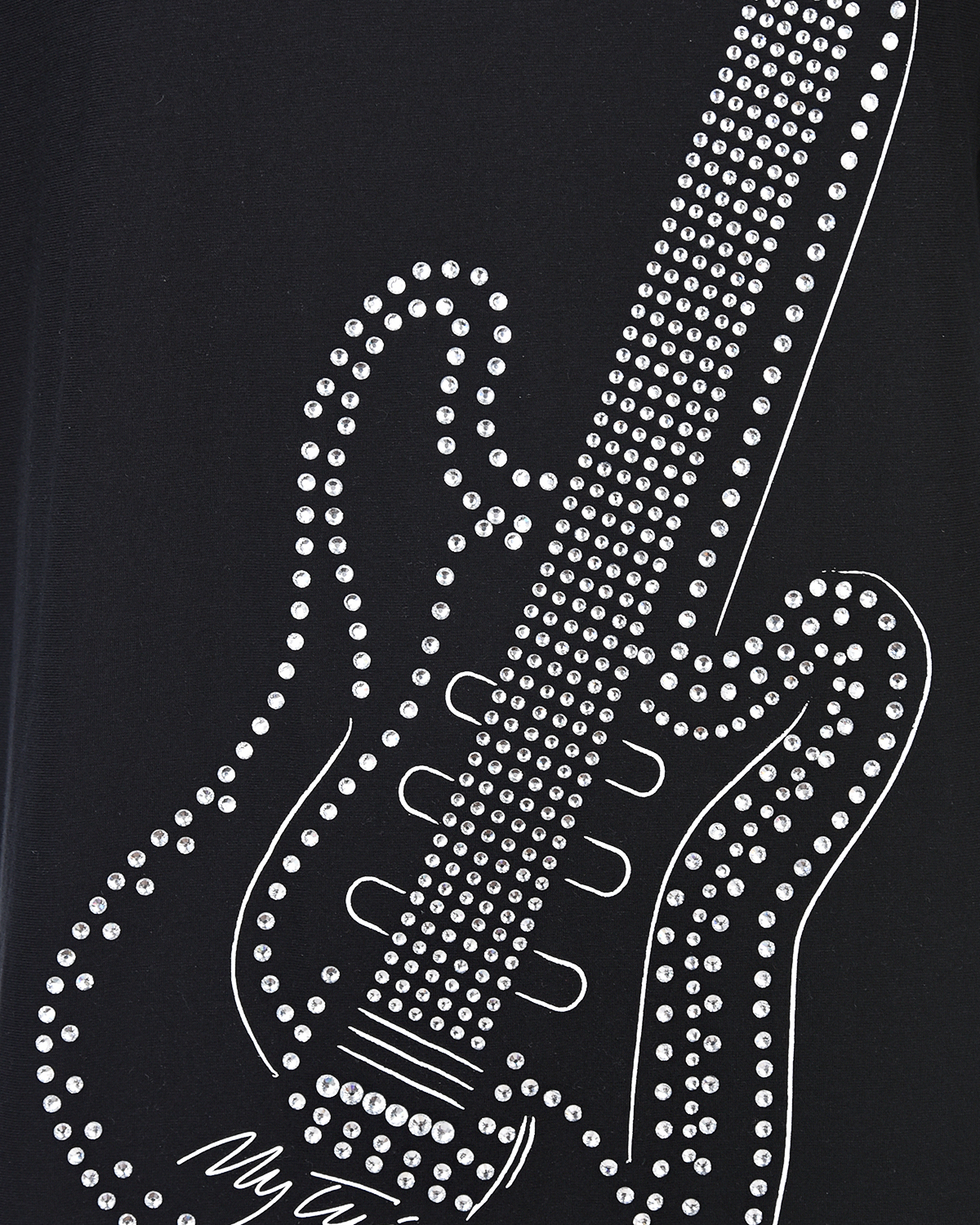 Черная футболка с принтом "гитара" TWINSET, размер 42, цвет черный - фото 6