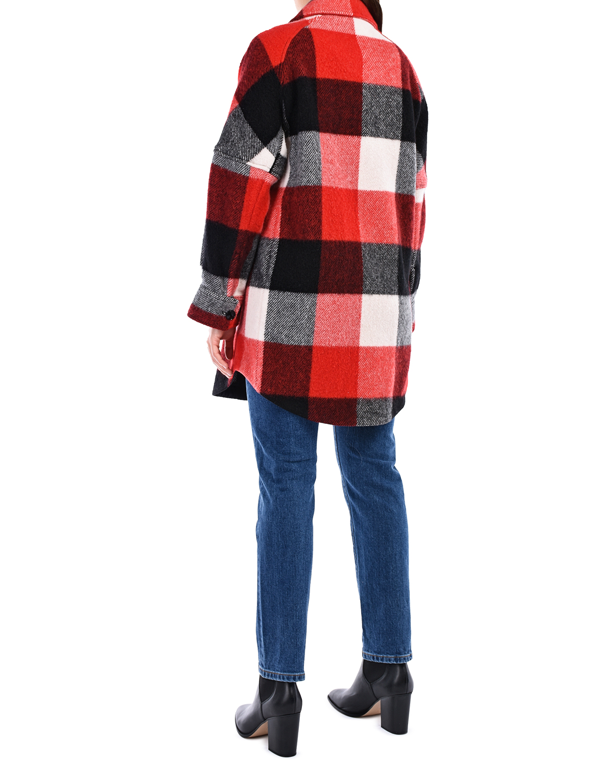 Укороченное пальто в клетку Woolrich, размер 38, цвет красный - фото 4