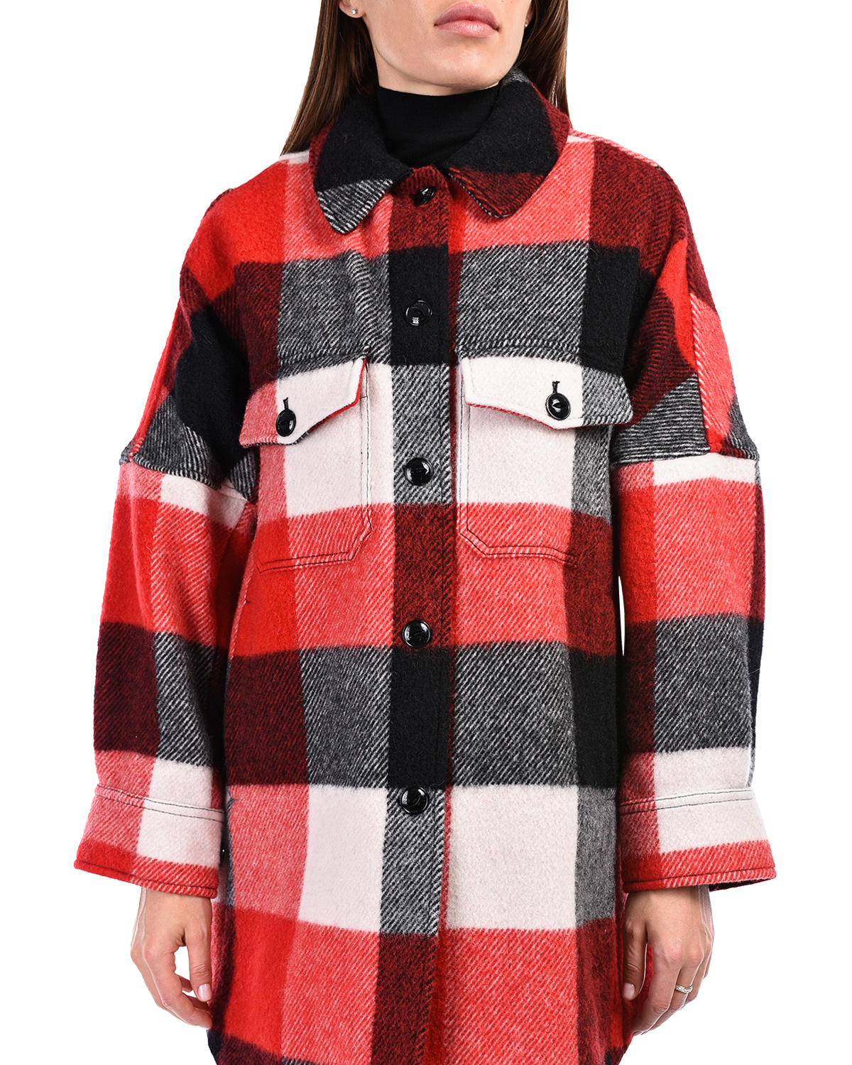Укороченное пальто в клетку Woolrich, размер 38, цвет красный - фото 8