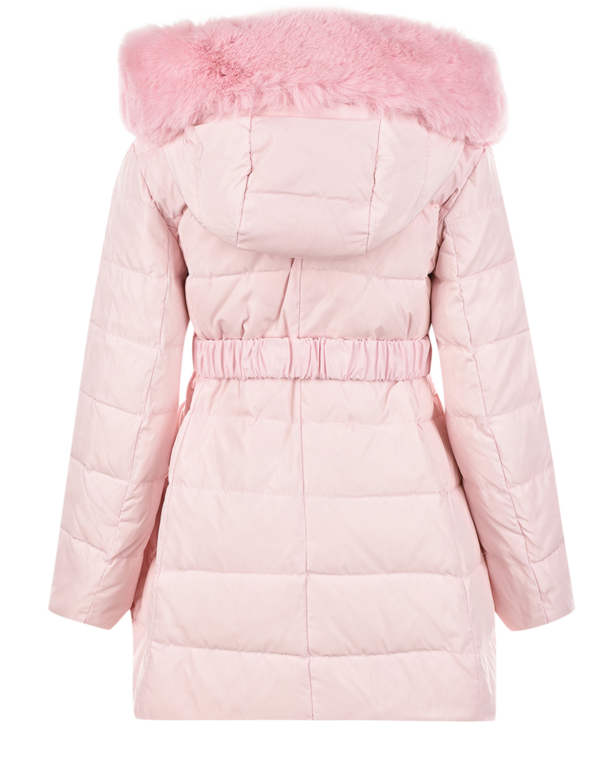 Розовое пальто с оделкой из эко-меха Monnalisa детское - фото 2