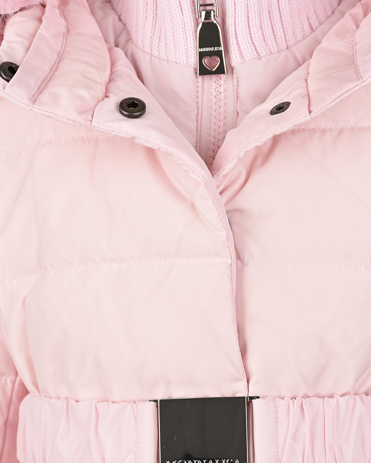 Розовое пальто с оделкой из эко-меха Monnalisa детское - фото 5