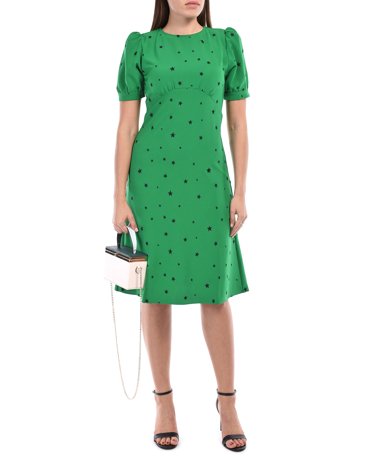Зеленое платье с принтом "звезды" Parosh - фото 2