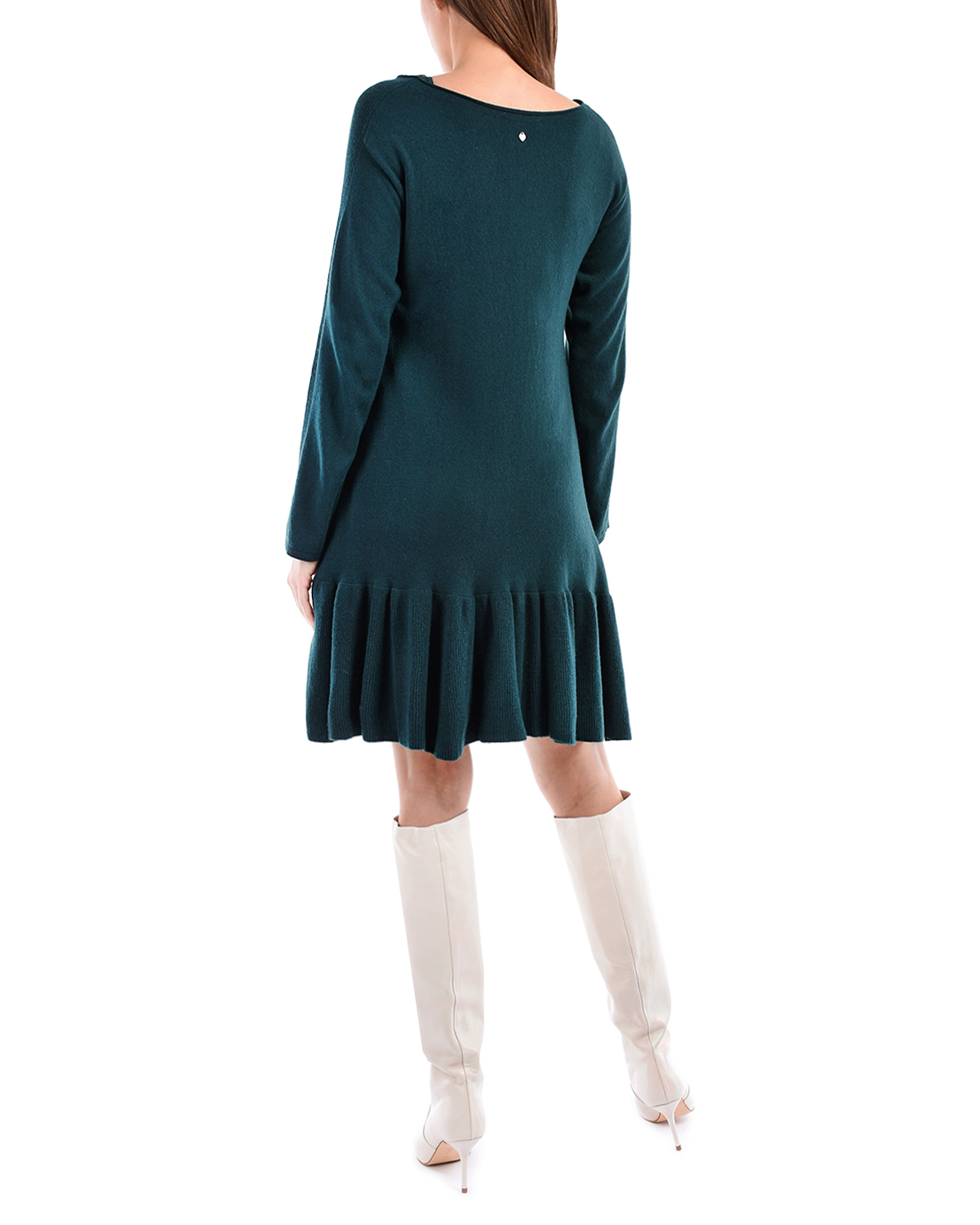 Зеленое трикотажное платье с воланом TWINSET - фото 3