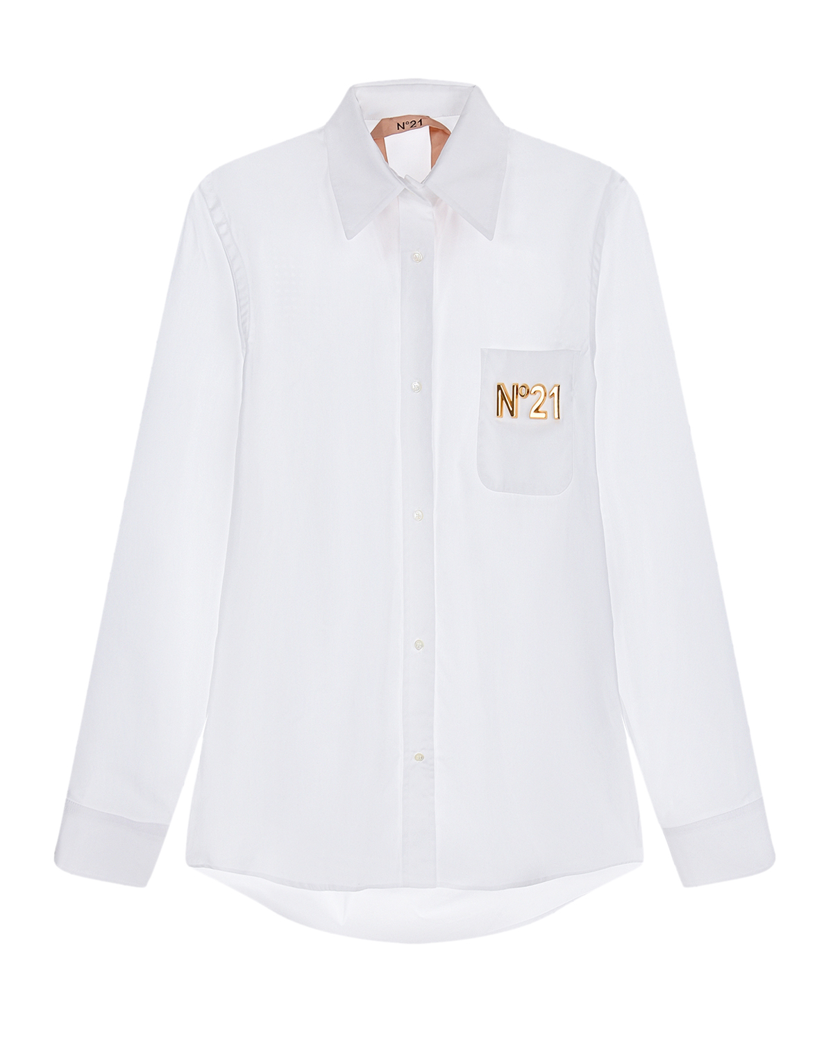 Белая рубашка с золотистым логотипом No. 21, размер 40, цвет белый - фото 1
