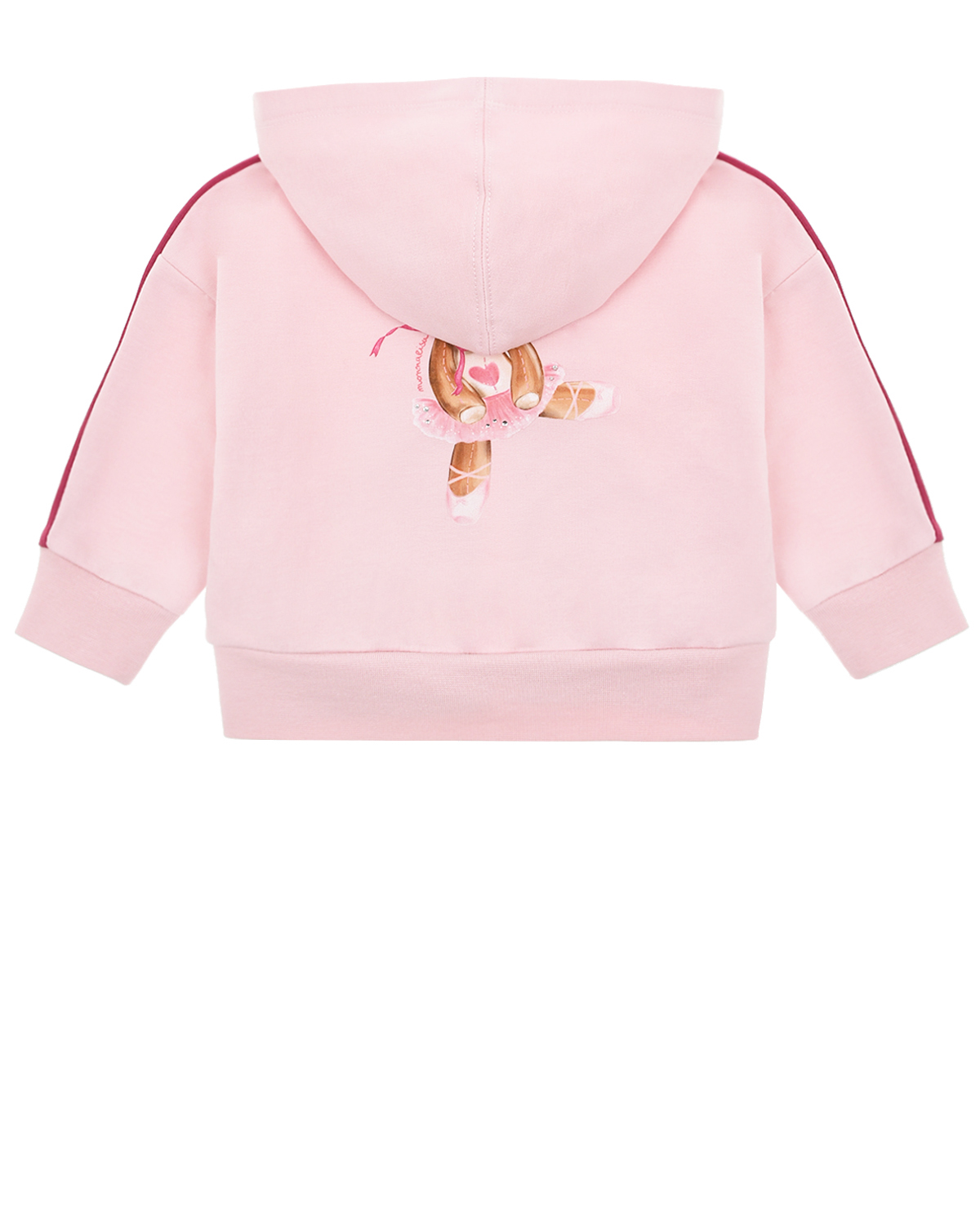 Розовая спортивная куртка с бордовыми лампасами Monnalisa детская, размер 74, цвет розовый - фото 2