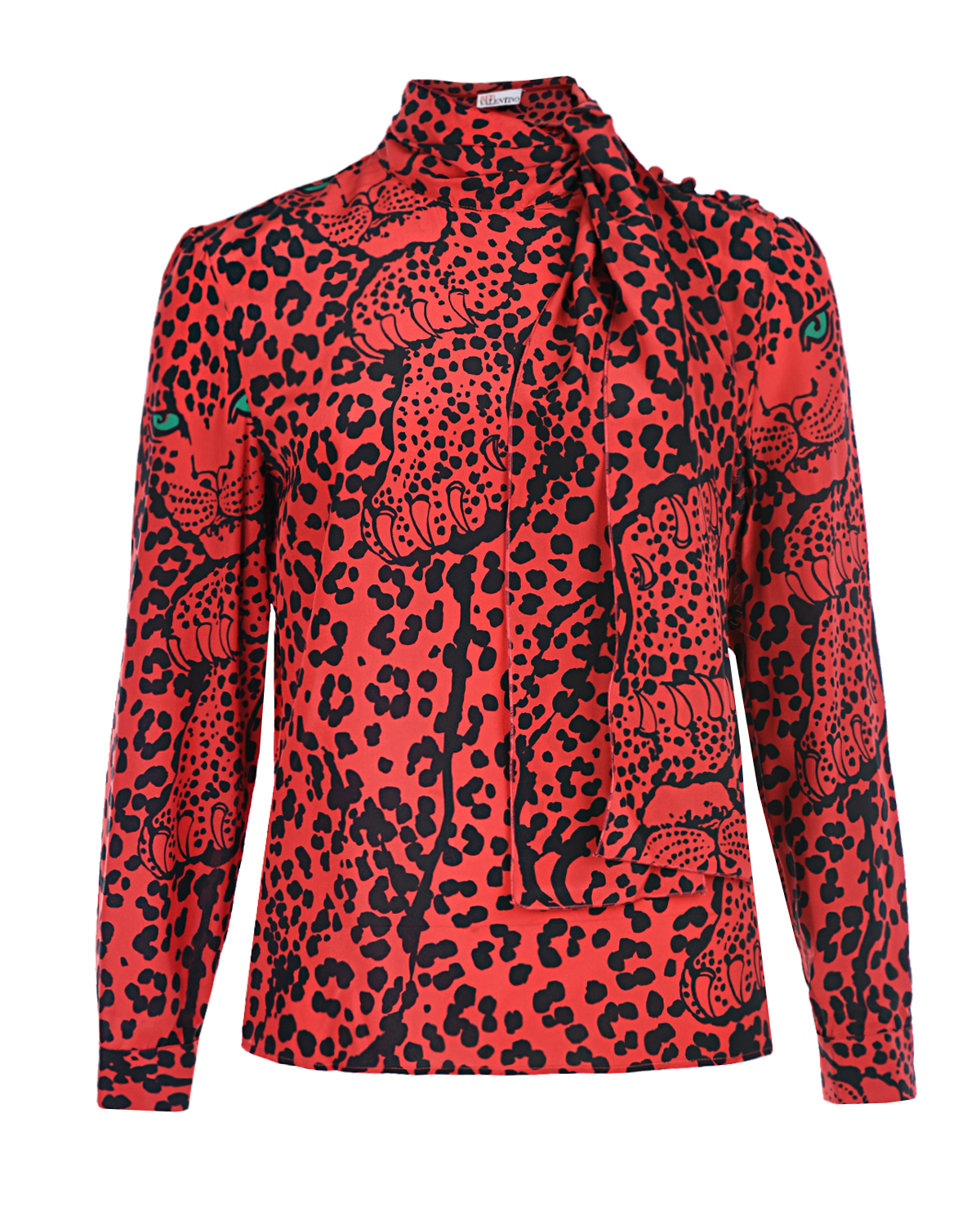 Красная блуза с леопардовым принтом Red Valentino, размер 42, цвет красный - фото 1