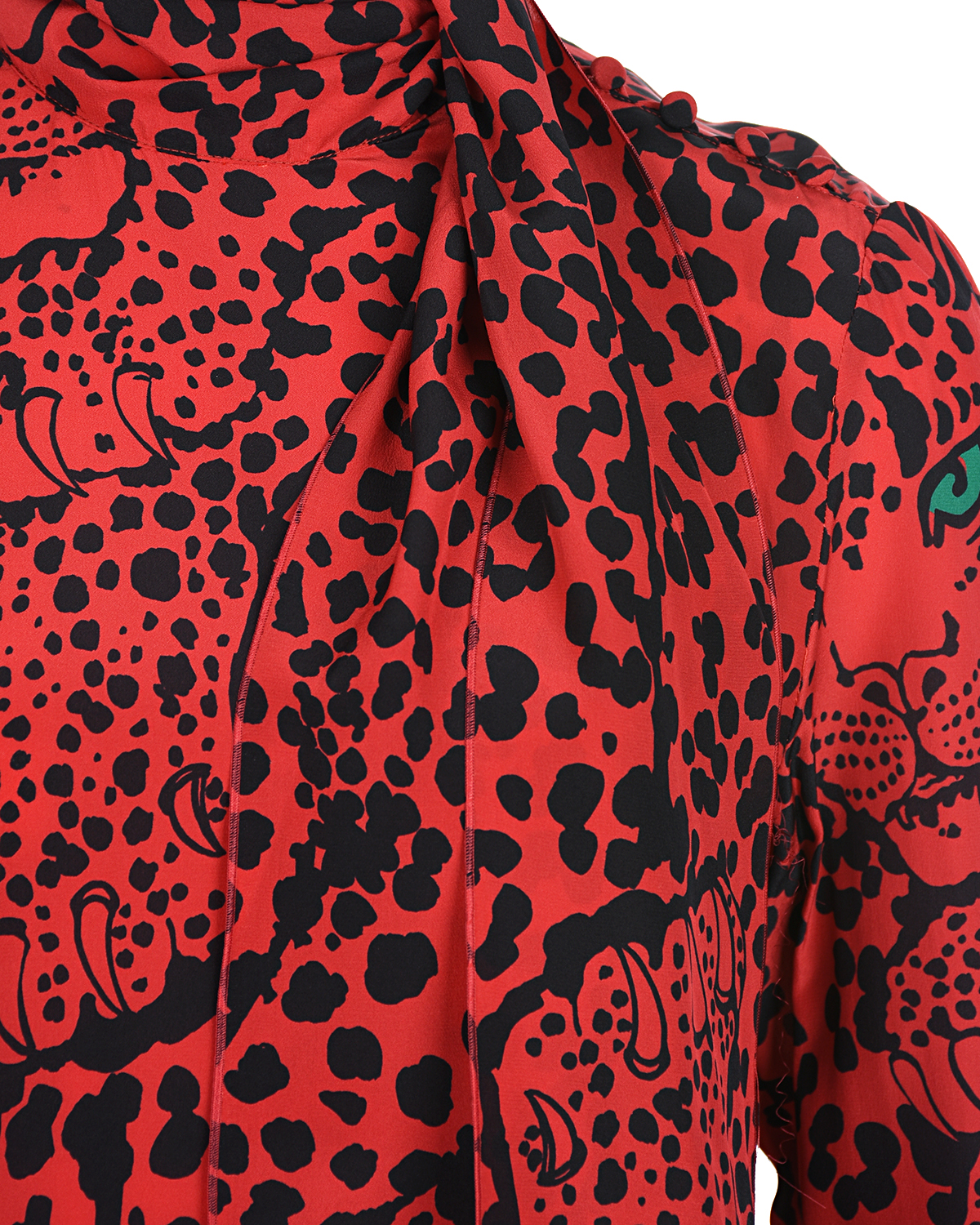 Красная блуза с леопардовым принтом Red Valentino, размер 42, цвет красный - фото 6