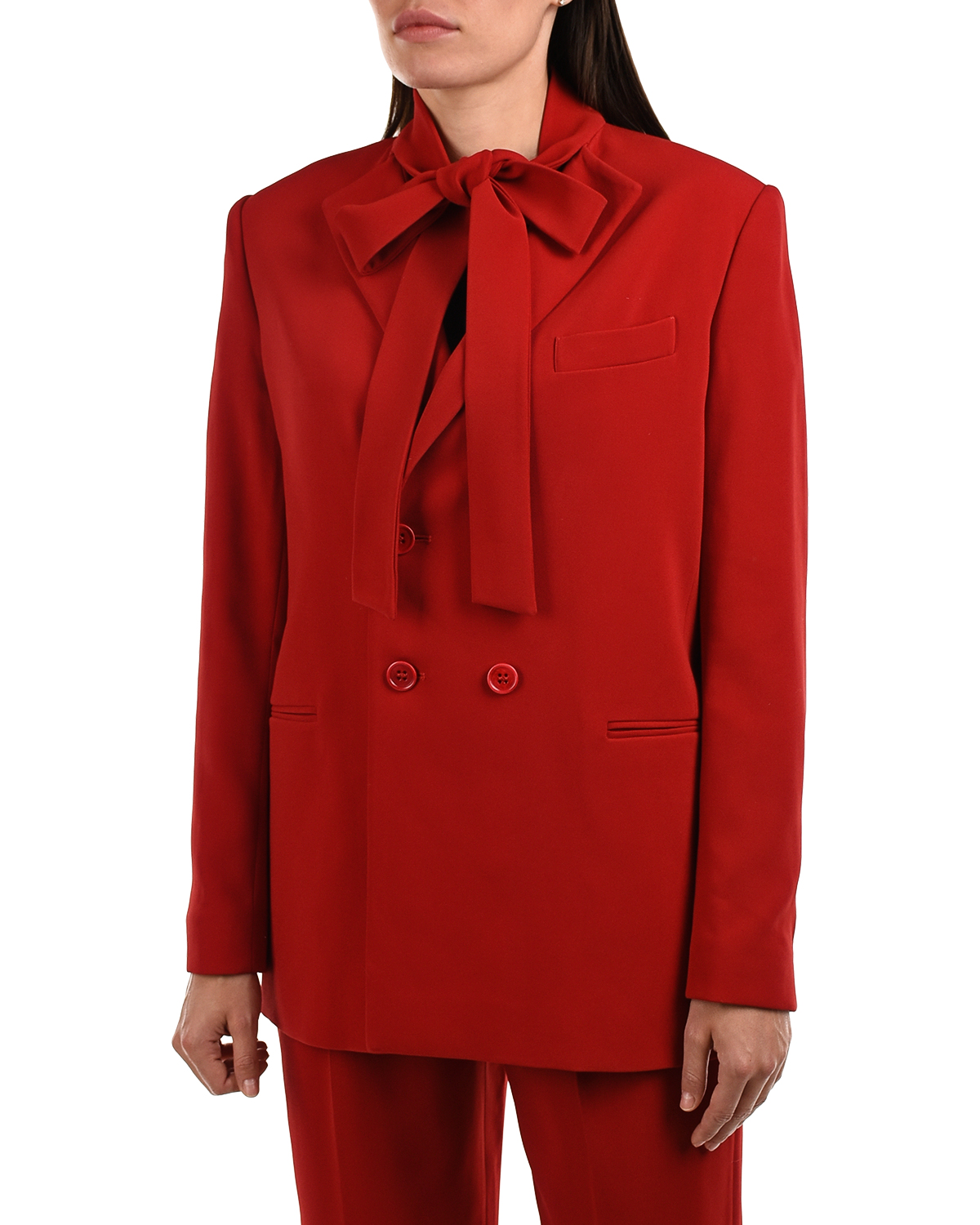 Двубортный пиджак с завязками Red Valentino, размер 44, цвет красный - фото 7