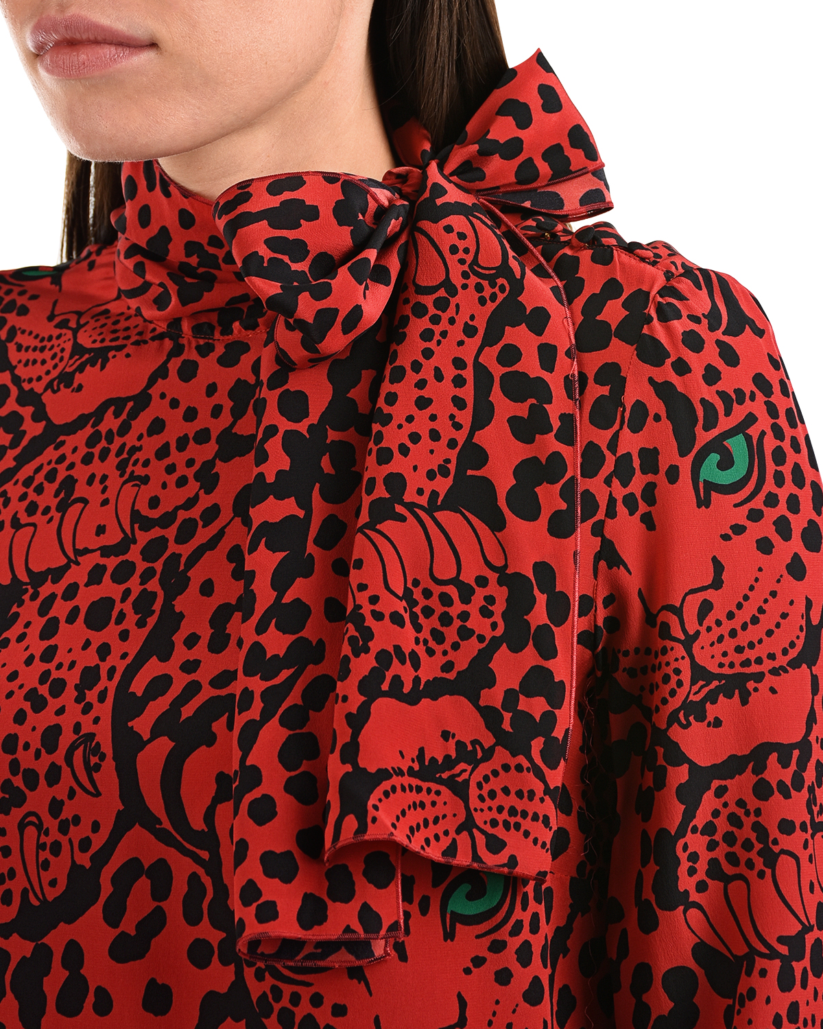 Красная блуза с леопардовым принтом Red Valentino, размер 42, цвет красный - фото 9
