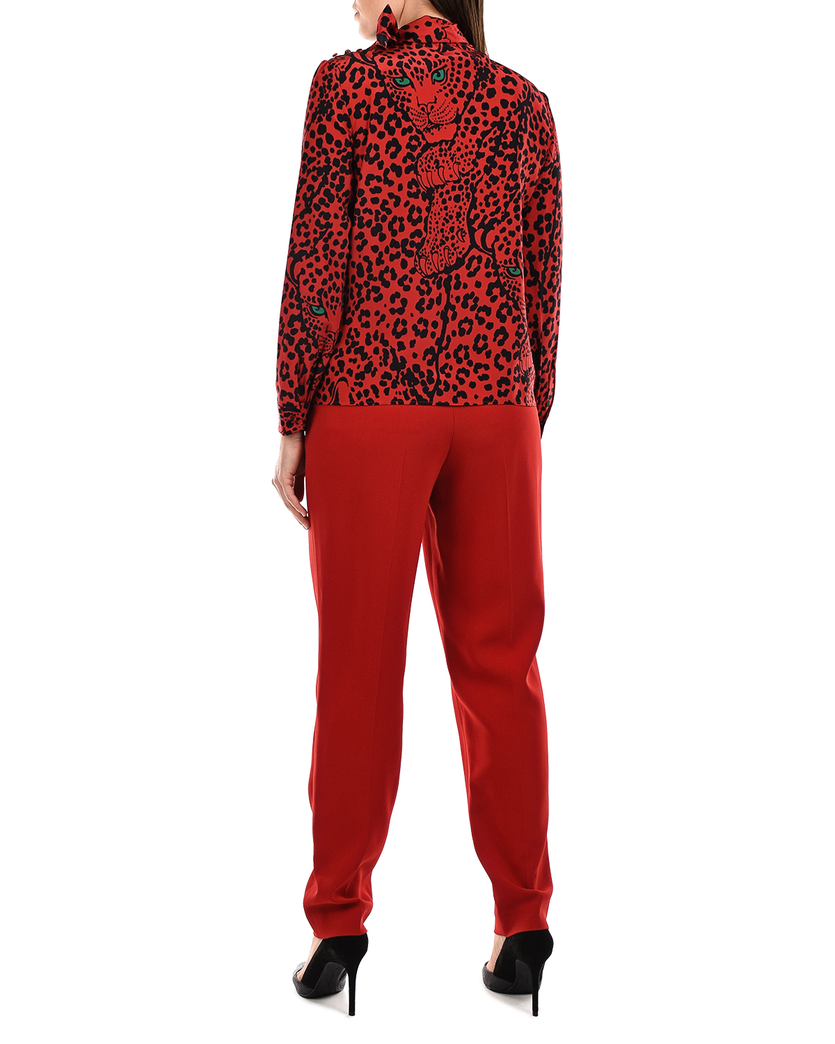 Красная блуза с леопардовым принтом Red Valentino, размер 42, цвет красный - фото 4