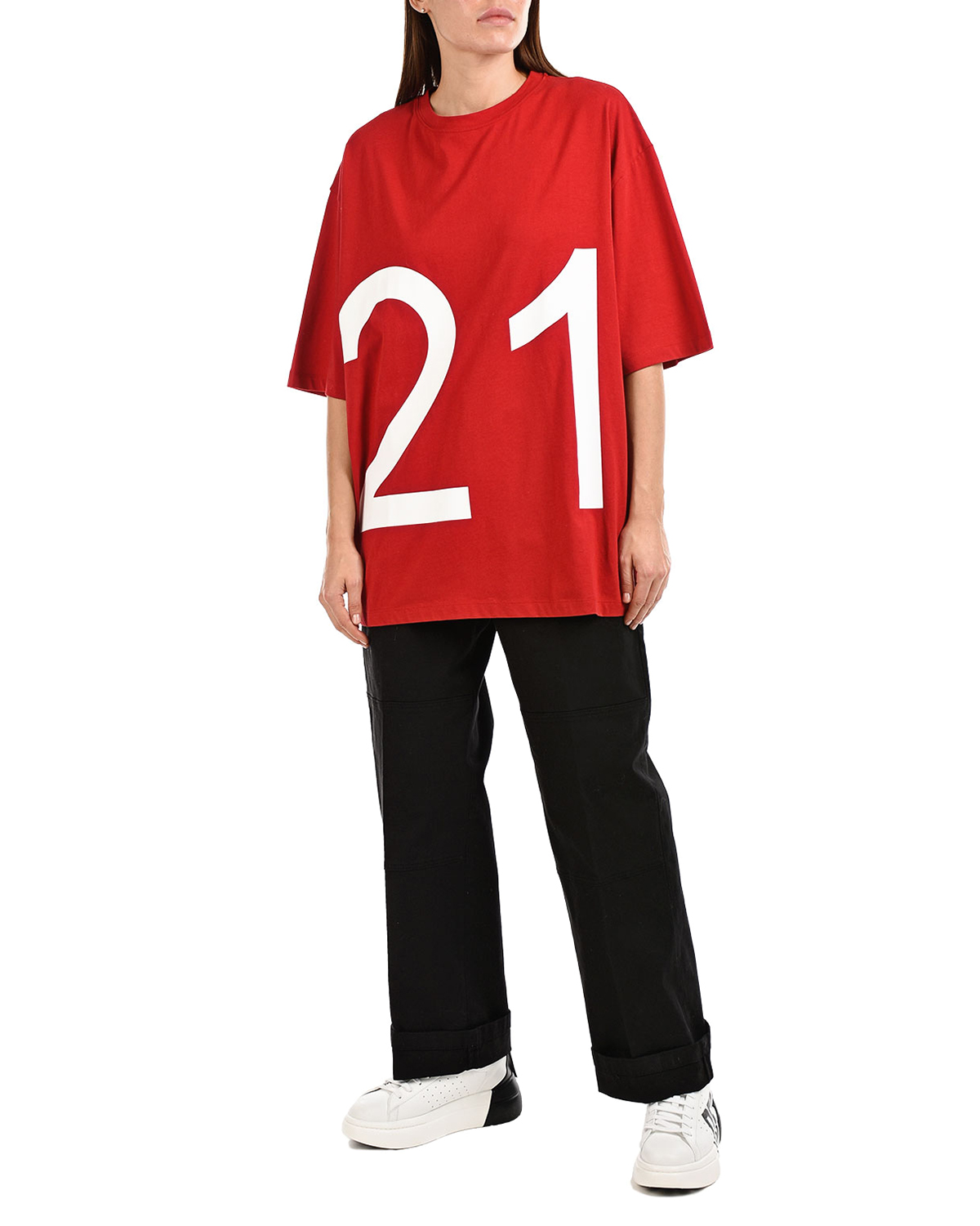 Красная футболка с логотипом No. 21, размер 40, цвет красный - фото 3