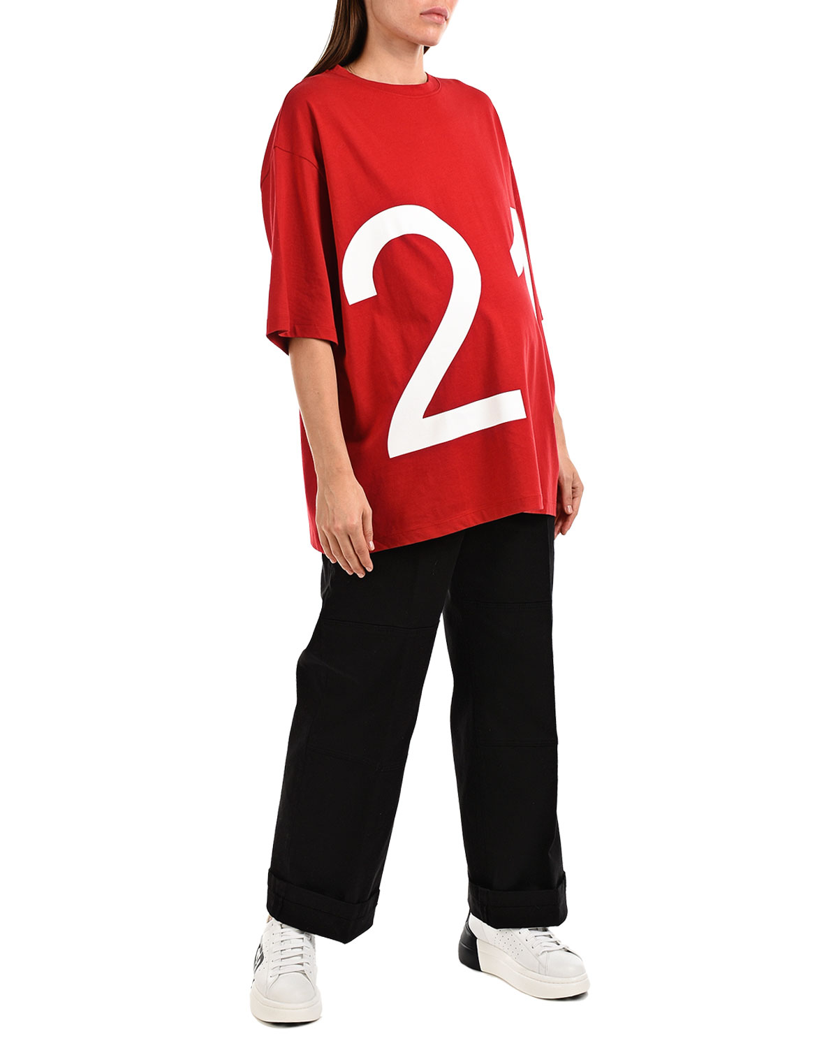 Красная футболка с логотипом No. 21, размер 40, цвет красный - фото 5