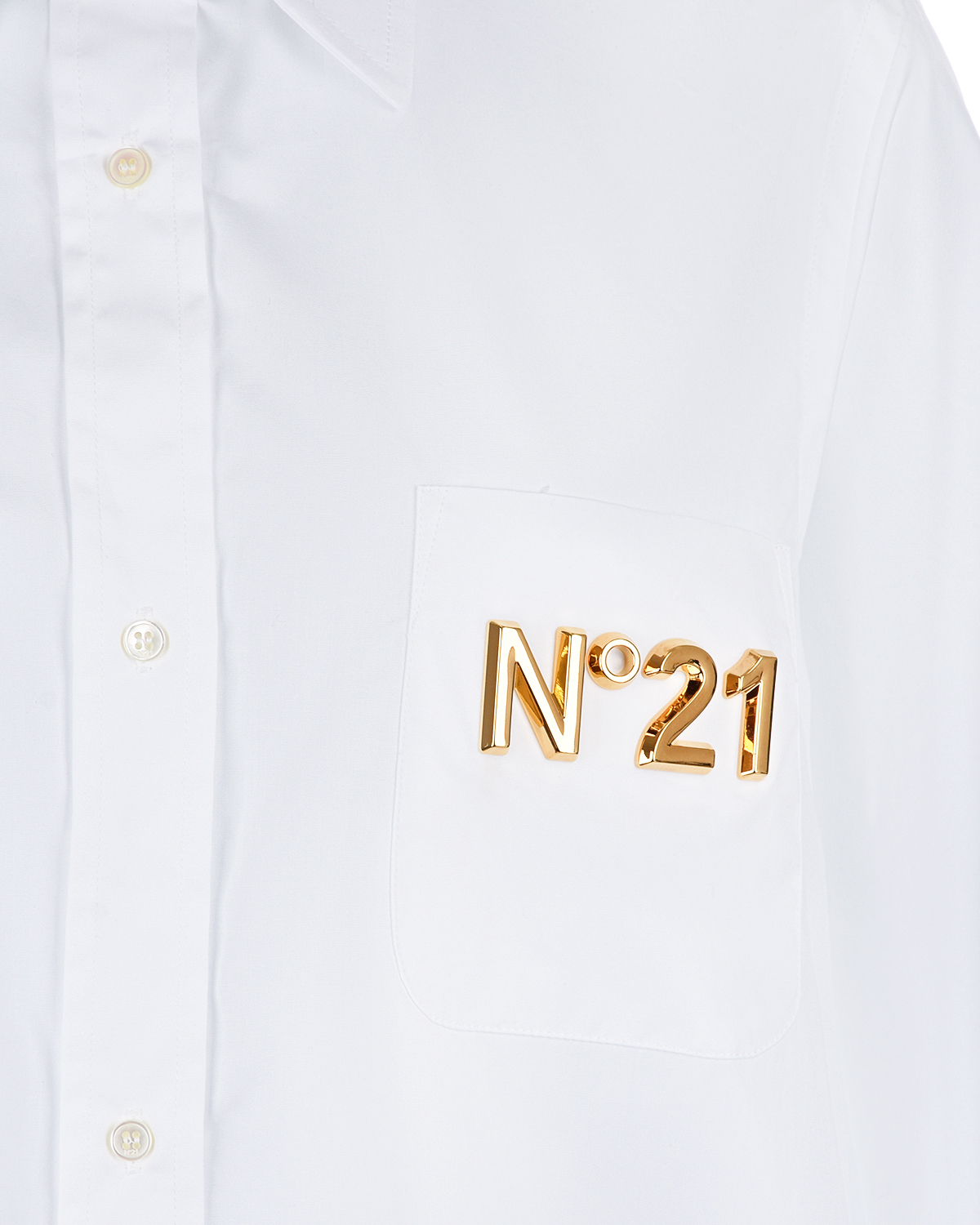Белая рубашка с золотистым логотипом No. 21, размер 40, цвет белый - фото 6