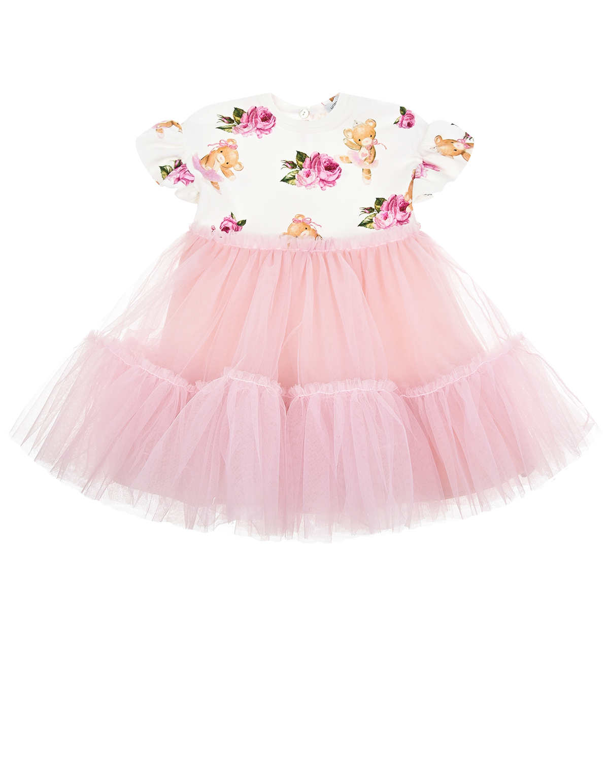 Платье с пышной розовой юбкой Monnalisa детское, размер 80, цвет мультиколор - фото 1