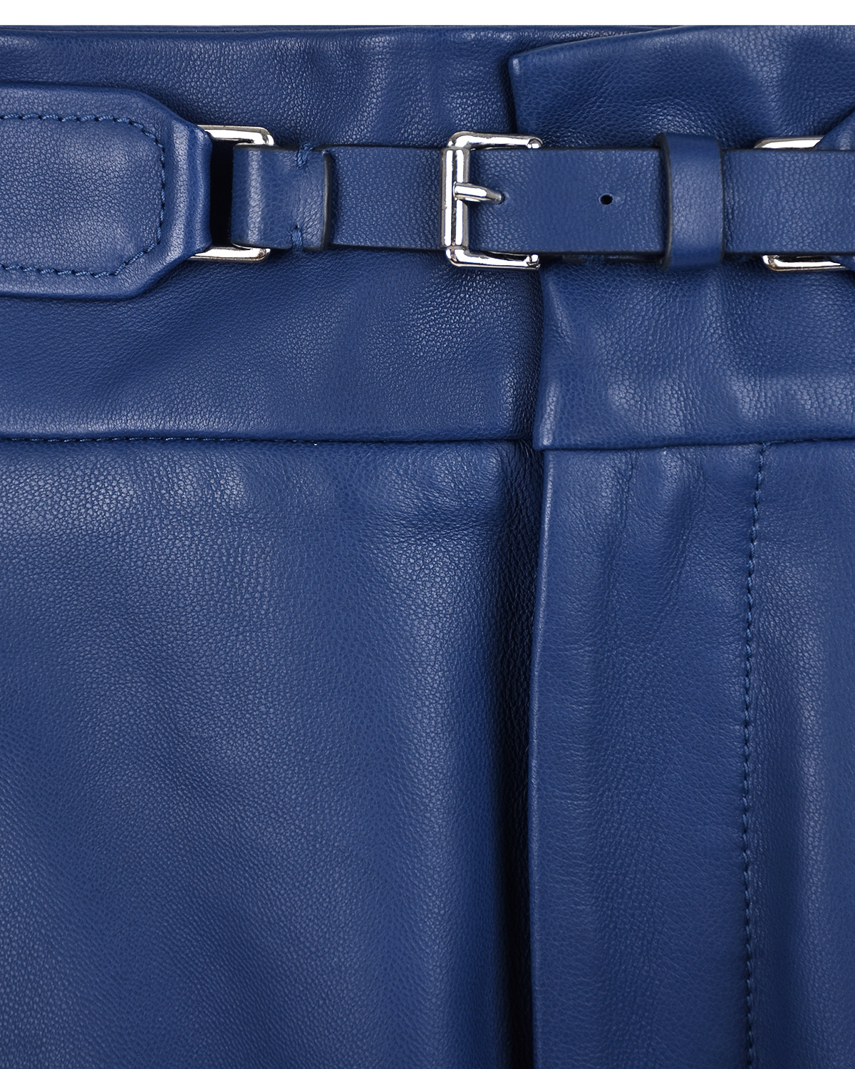 Синие кожаные брюки Red Valentino, размер 44, цвет синий - фото 5
