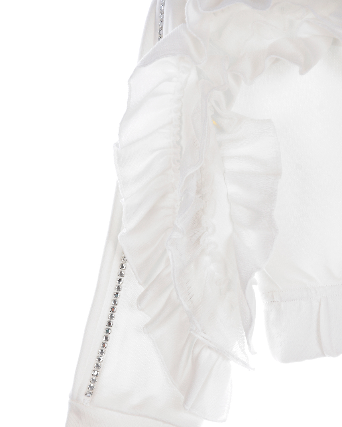 Белый свитшот с оборками Monnalisa детский, размер 116, цвет нет цвета - фото 3