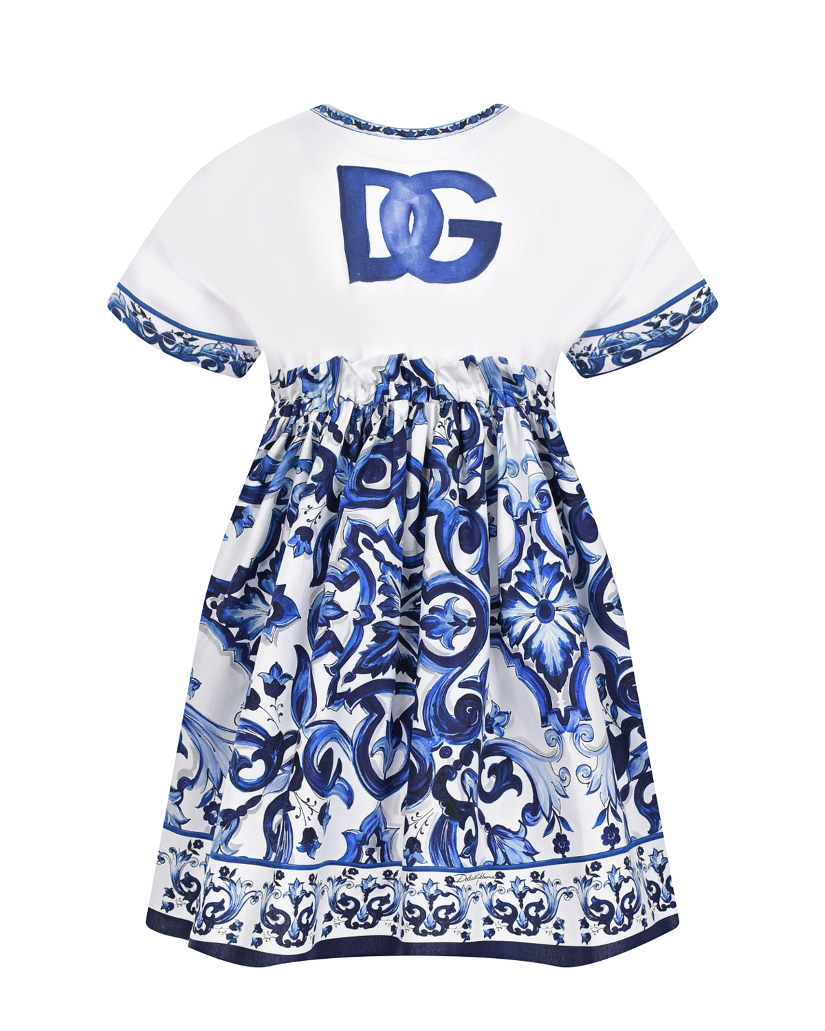 Платье с принтом "майолика" Dolce&Gabbana детское, размер 98, цвет мультиколор - фото 1