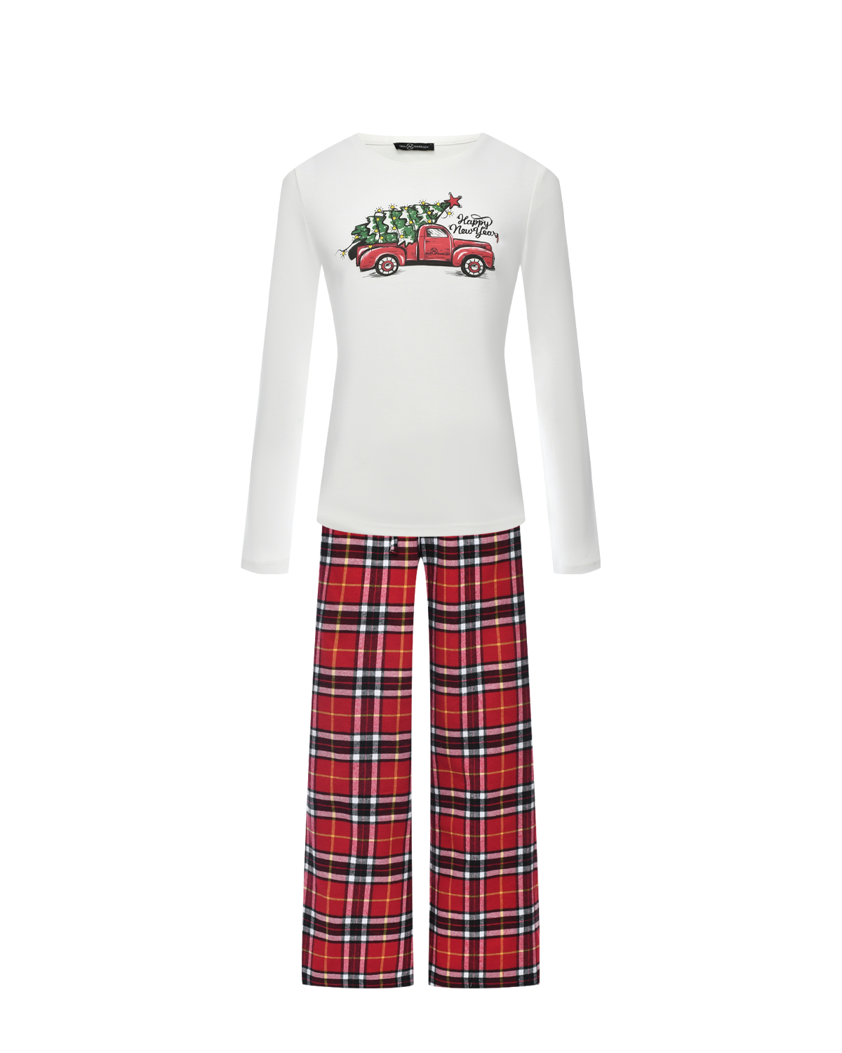 Пижама: лонгслив и брюки в красную клетку Dan Maralex, размер 48, цвет красный