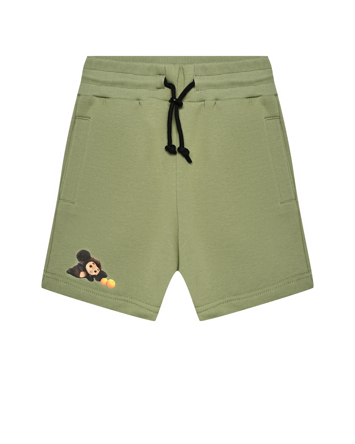 Бермуды со шнурком и принтом Чебурашки, зеленые Dan Maralex детские, размер 152, цвет нет цвета
