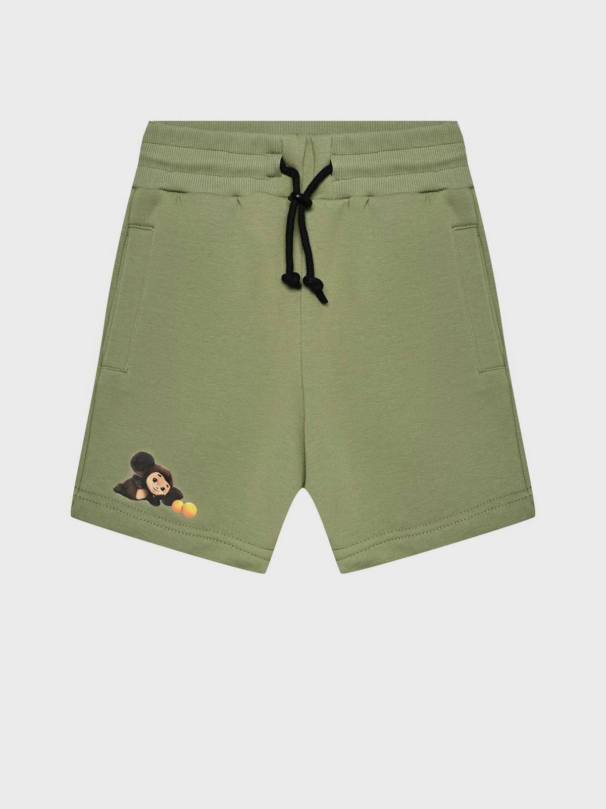 Бермуды со шнурком и принтом Чебурашки, зеленые Dan Maralex детские