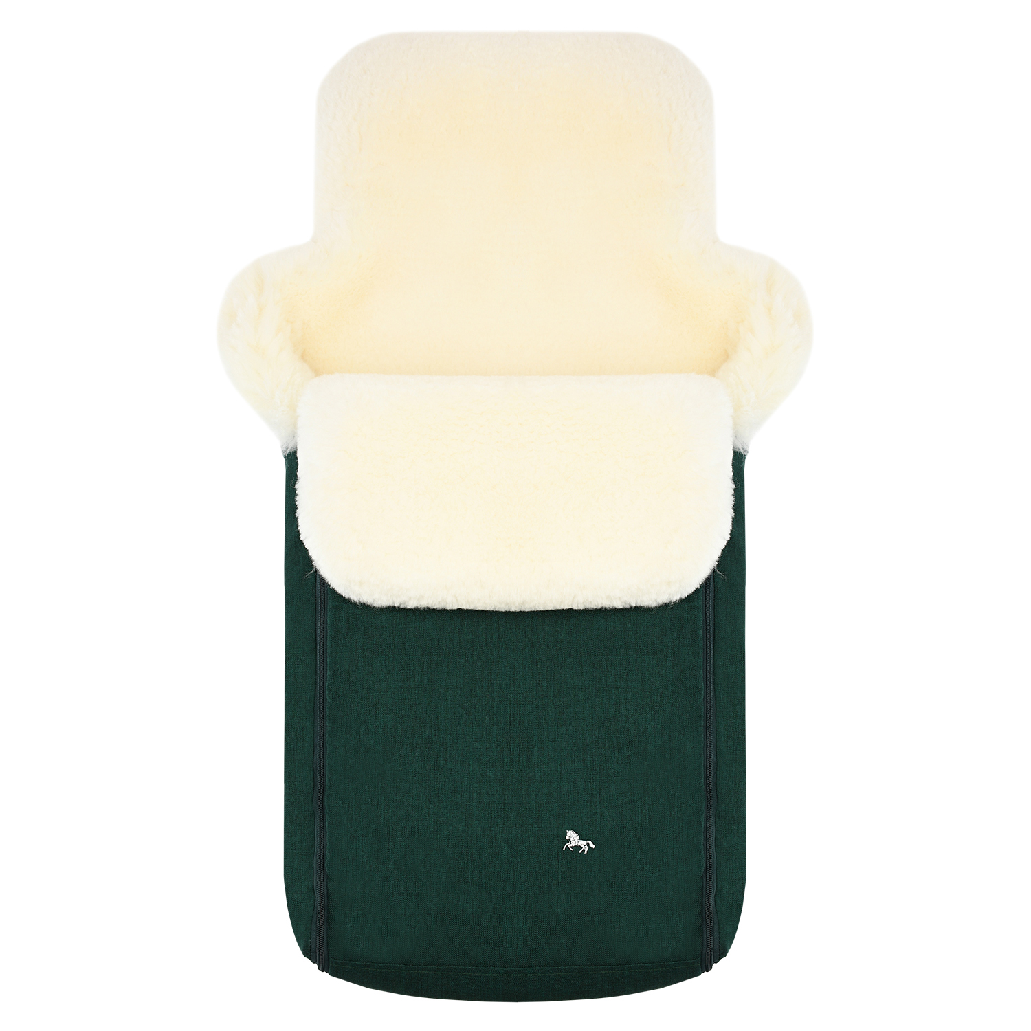 Зеленый конверт в коляску "Premium Welss", натуральная овчина Hesba
