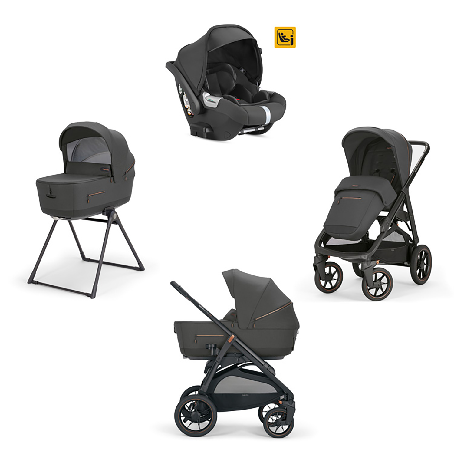 Коляска 3 в 1 i-Size Inglesina Aptica XT New с подставкой под люльку Stand Up, Magnet Grey коляска детская 2 в 1 inglesina aptica xt new horizon grey с подставкой под люльку