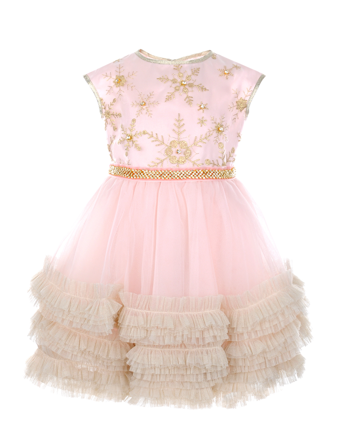 Розовое платье с многоярусной юбкой Lesy детское - фото 1