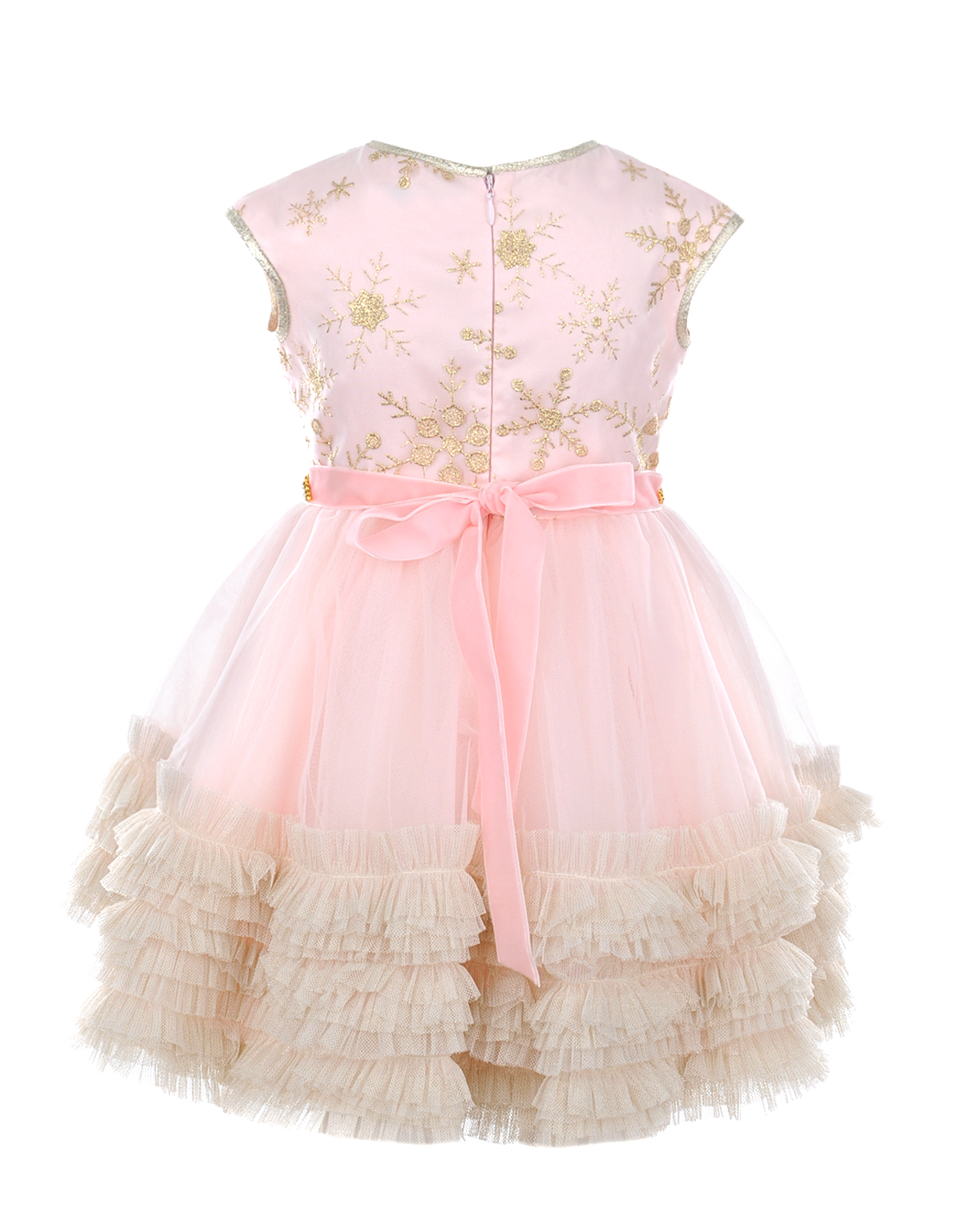 Розовое платье с многоярусной юбкой Lesy детское - фото 2