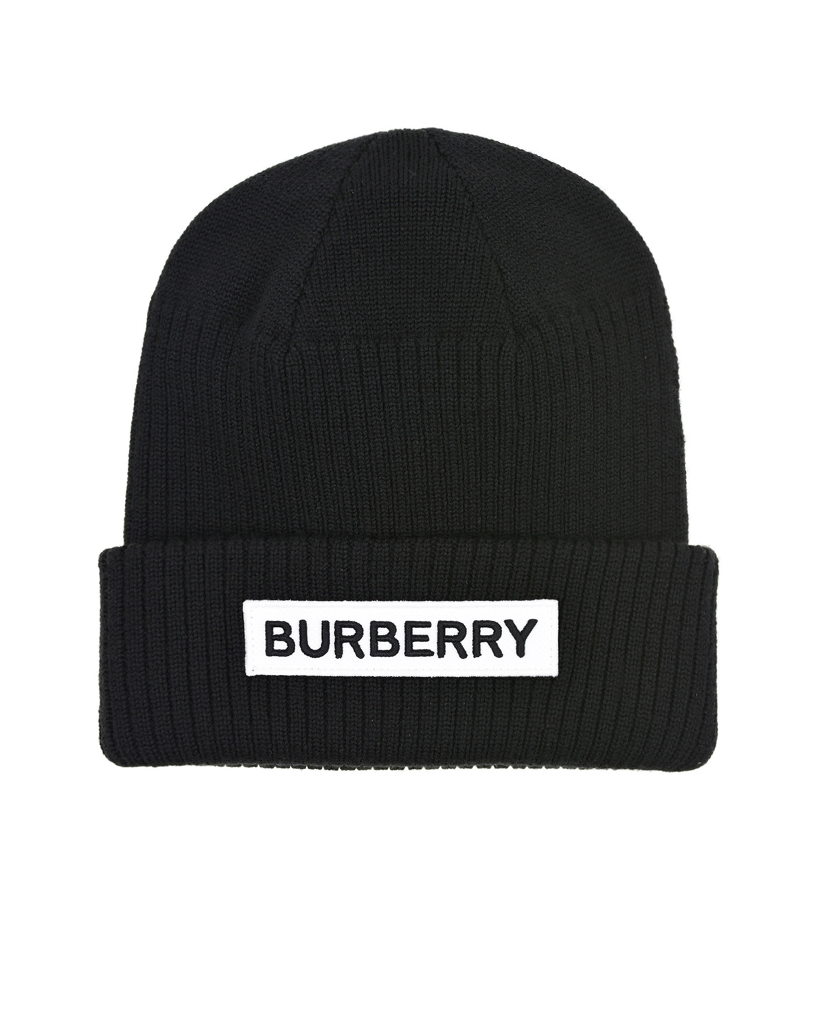 Черная шапка с логотипом на отвороте Burberry