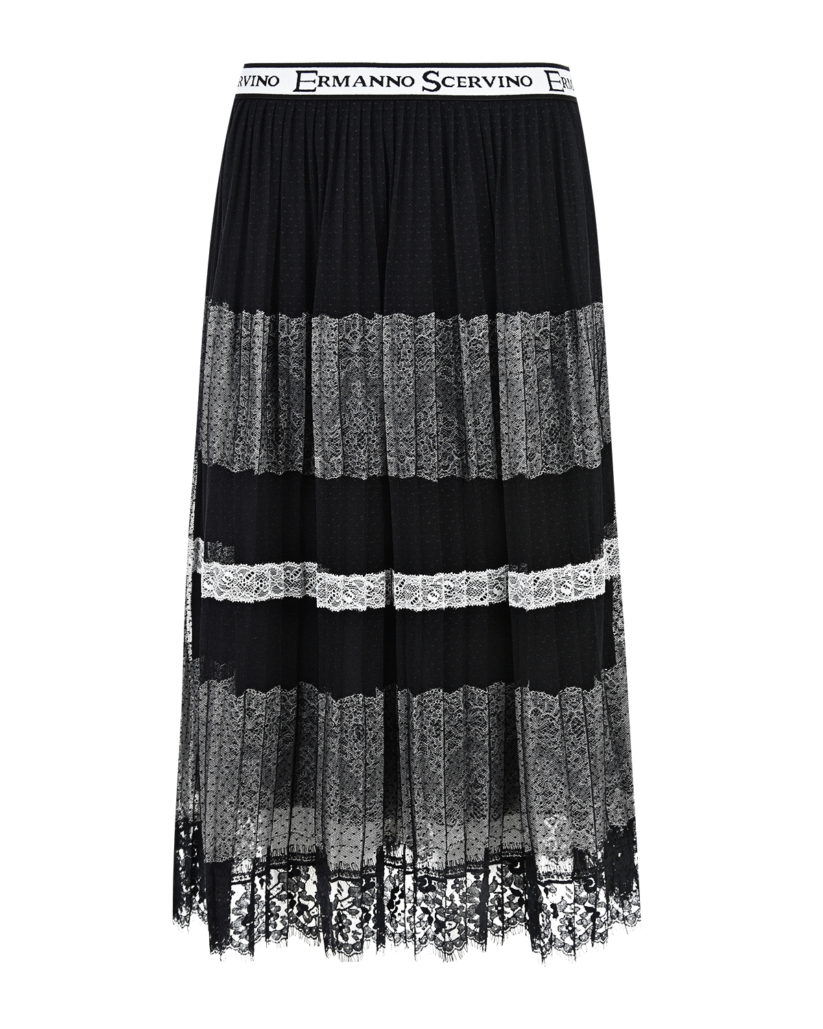 

Плиссированная юбка с кружевом Ermanno Scervino детская, Черный, Плиссированная юбка с кружевом Ermanno Scervino детская