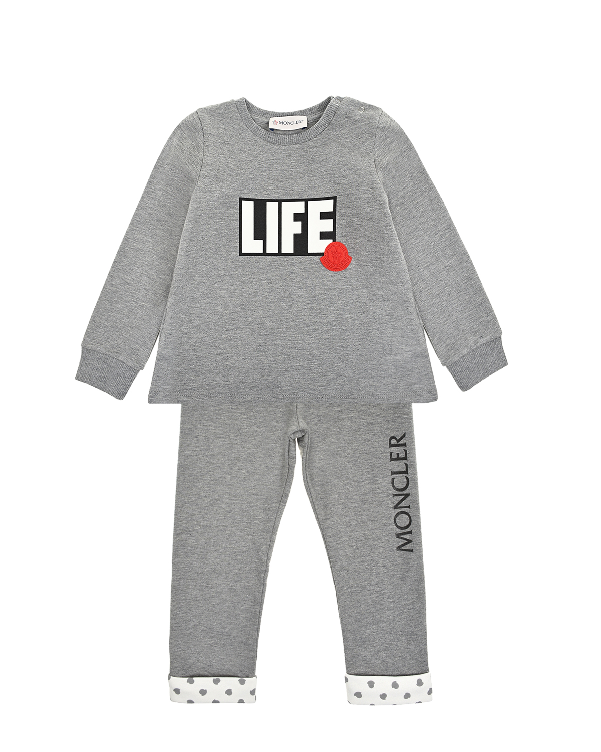 Серый спортивный костюм с принтом LIFE Moncler детский - фото 1