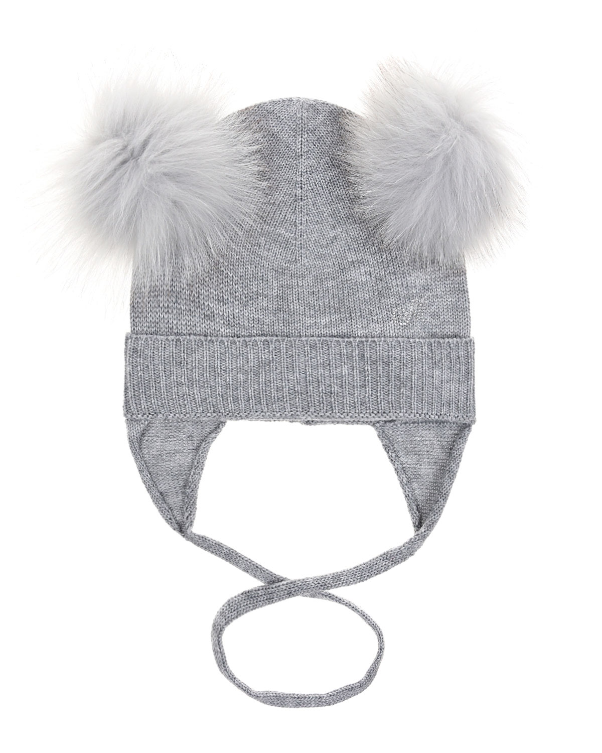 

Шерсятная шапка с помпонами Monnalisa, Серый, Шерсятная шапка с помпонами Monnalisa